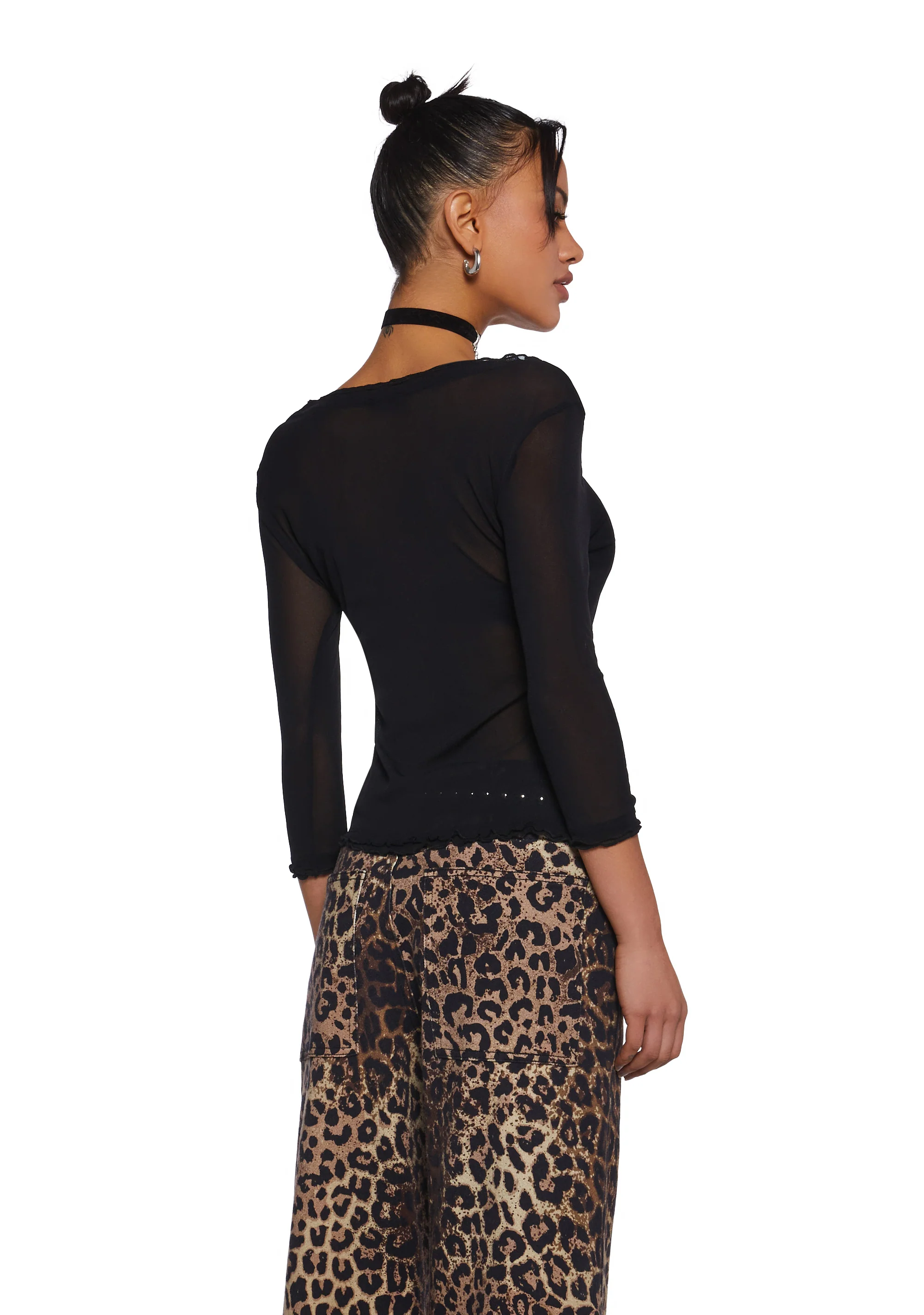 Everlong Romance Long Sleeve Top - Black - Image 4