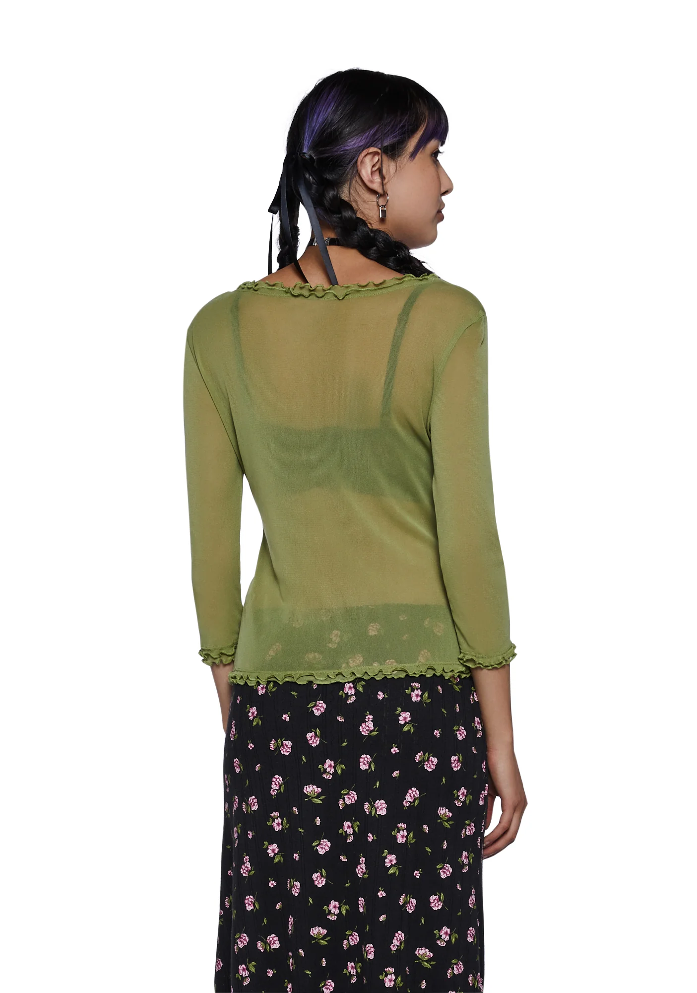 Everlong Romance Long Sleeve Top - Green - Image 4