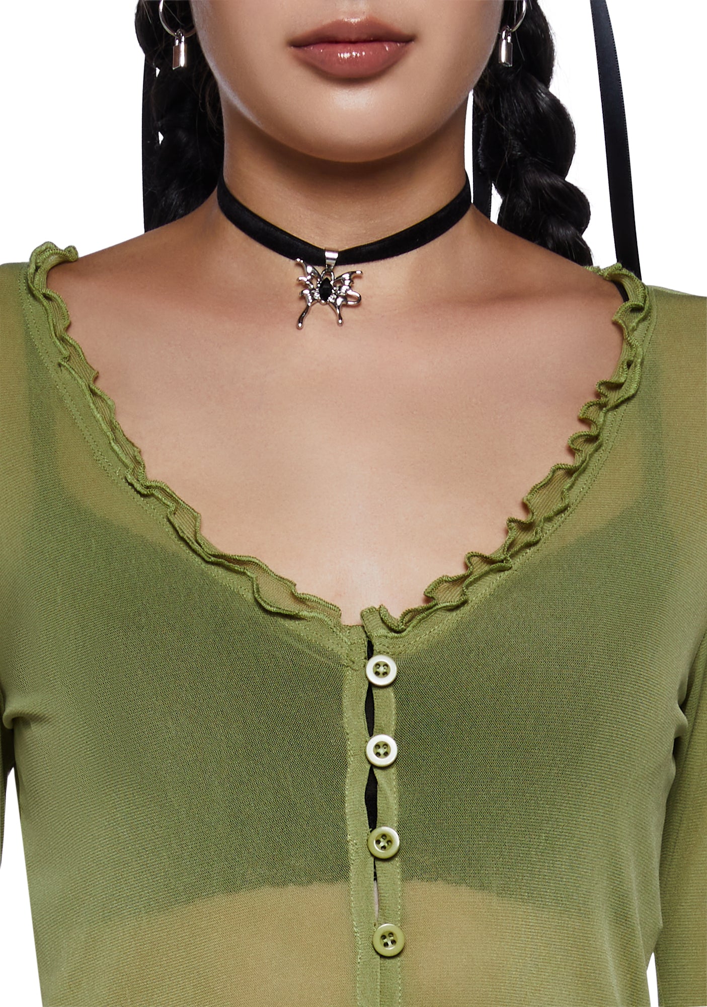Everlong Romance Long Sleeve Top - Green - Image 5