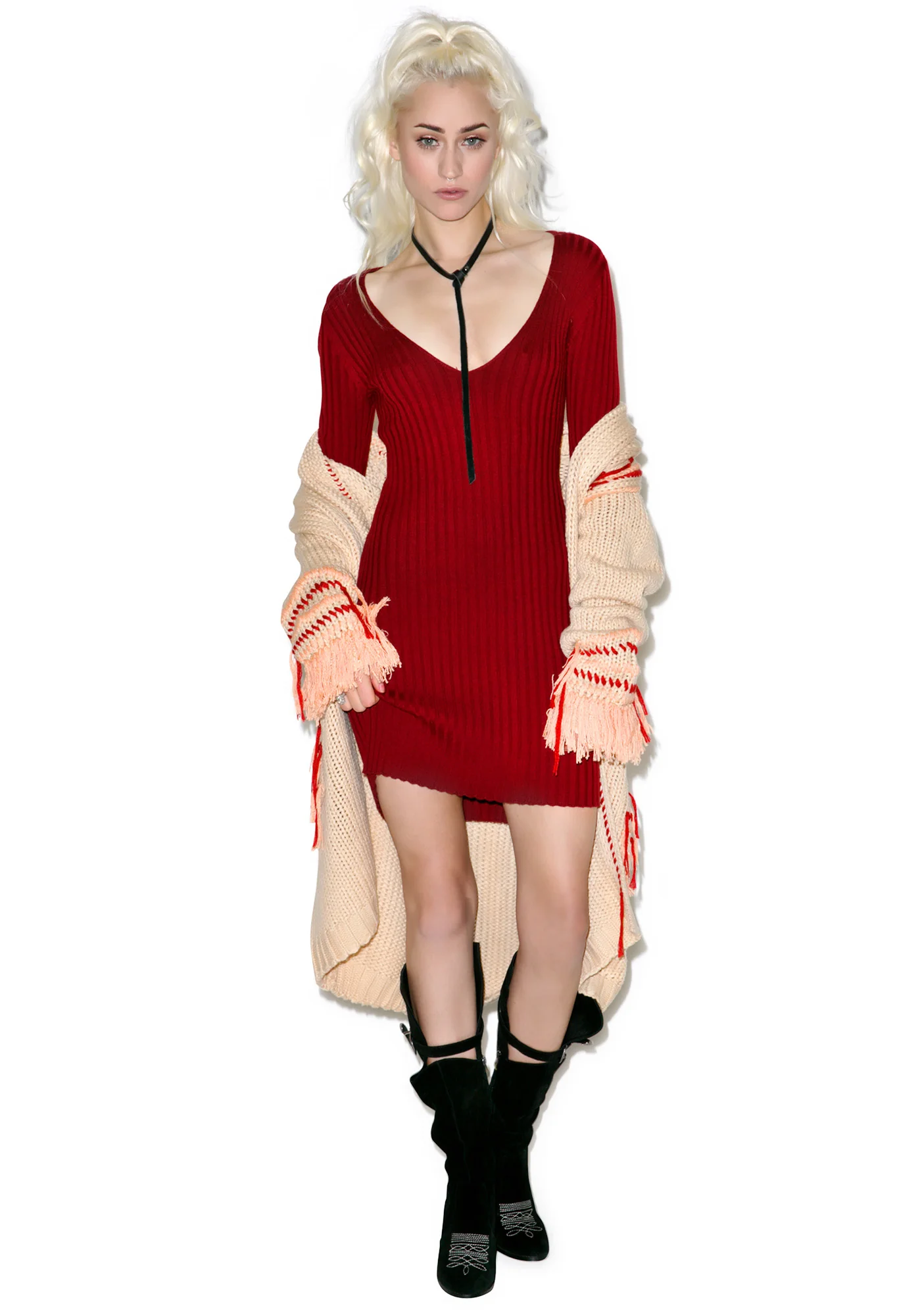 Everyday is V-Day Knit V-Neck Dress - Image 5