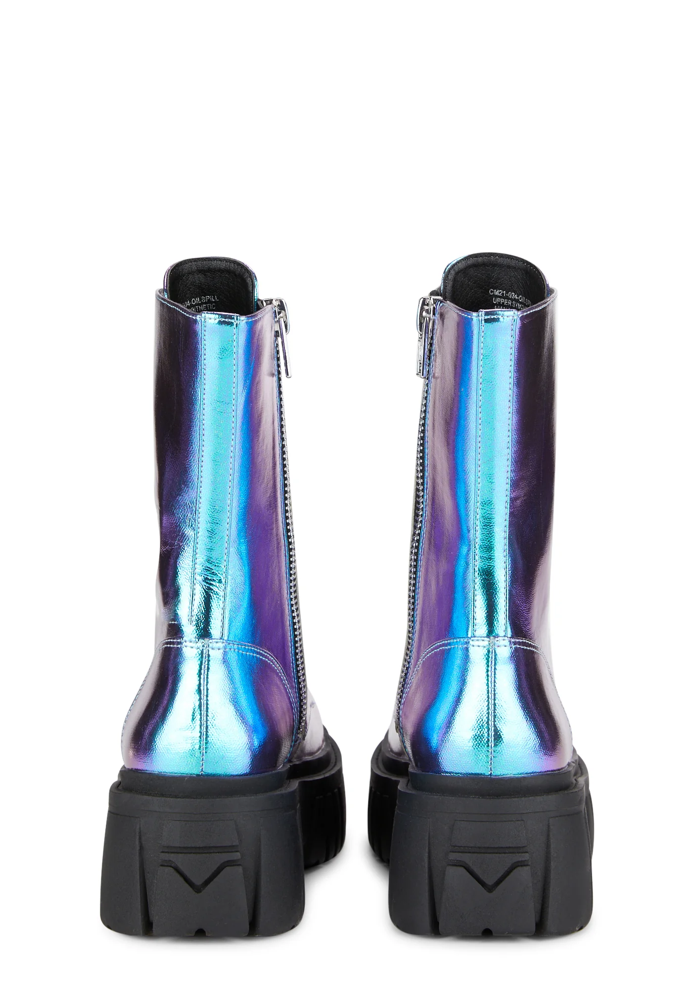 Everyone's A Critic Combat Boots - Blue Metallic - Image 4