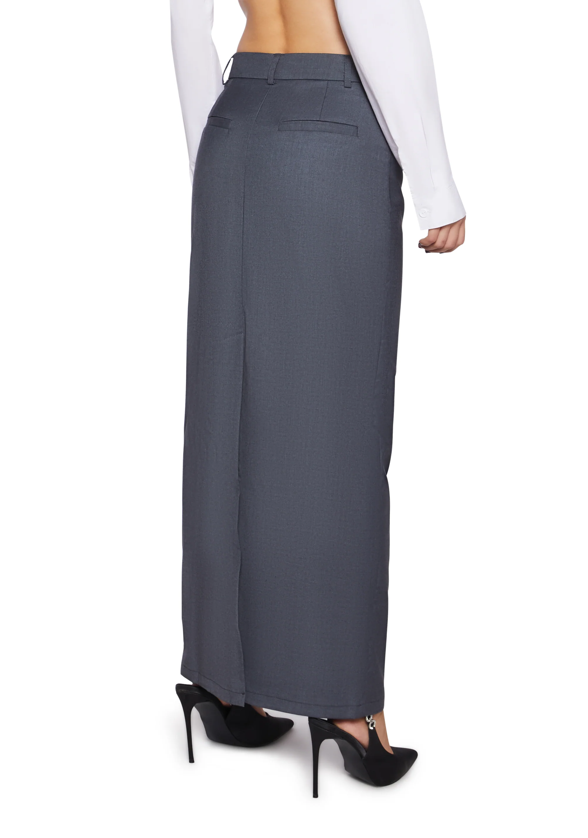 Executive Suite Maxi Skirt - Gray - Image 4