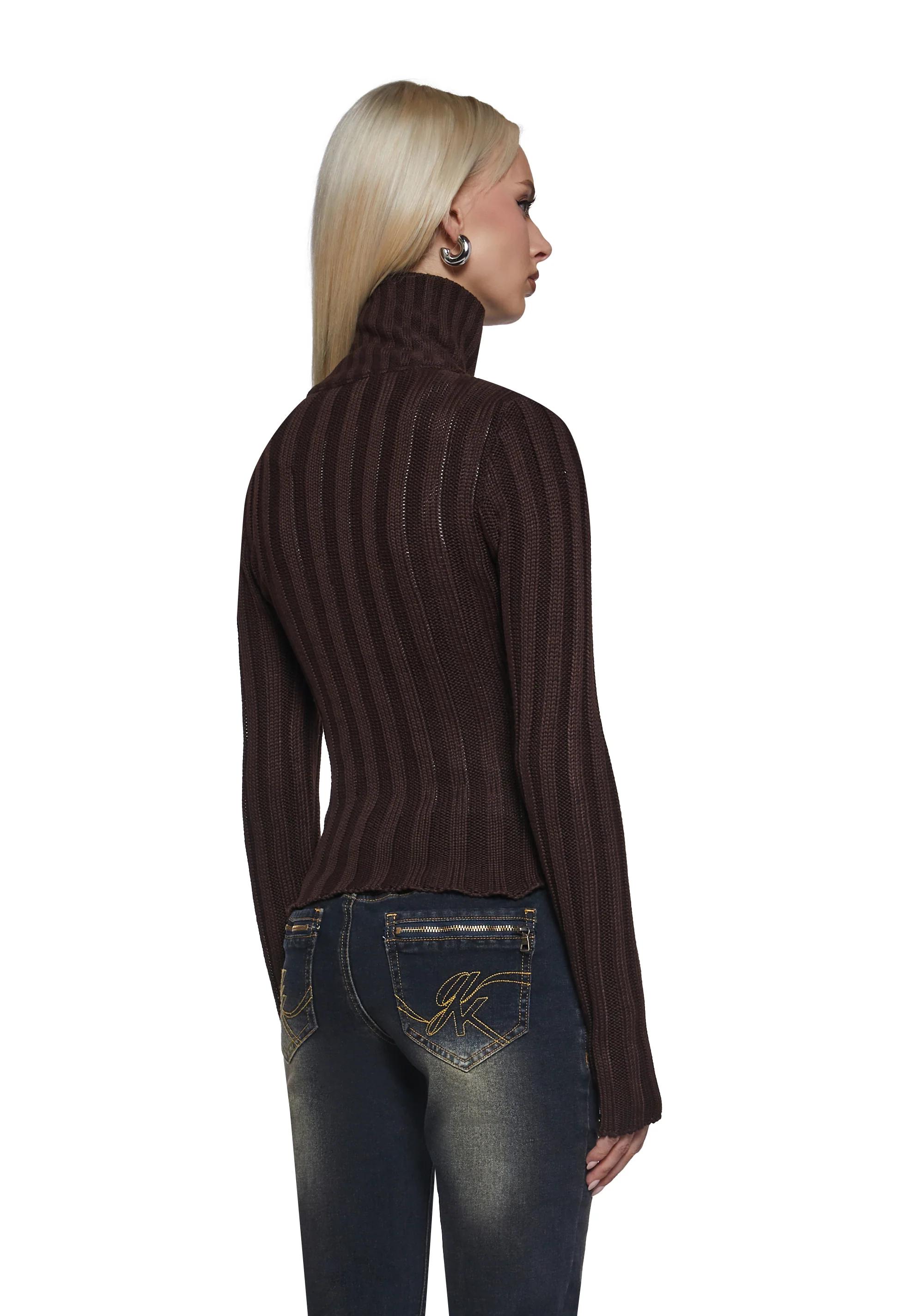 Tara Vegan Leather Knit Sweater - Image 4