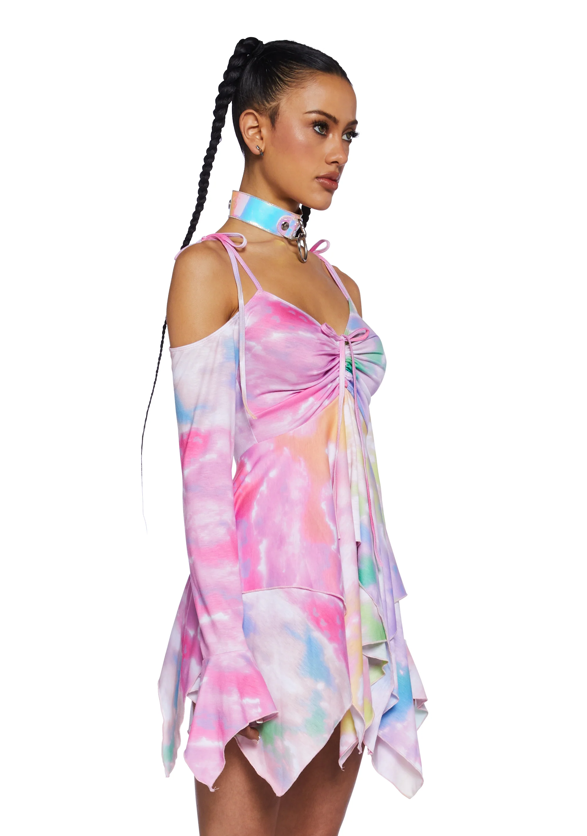 F Is For Fairies™  Handkerchief Dress - Tie Dye Rainbow - Image 4