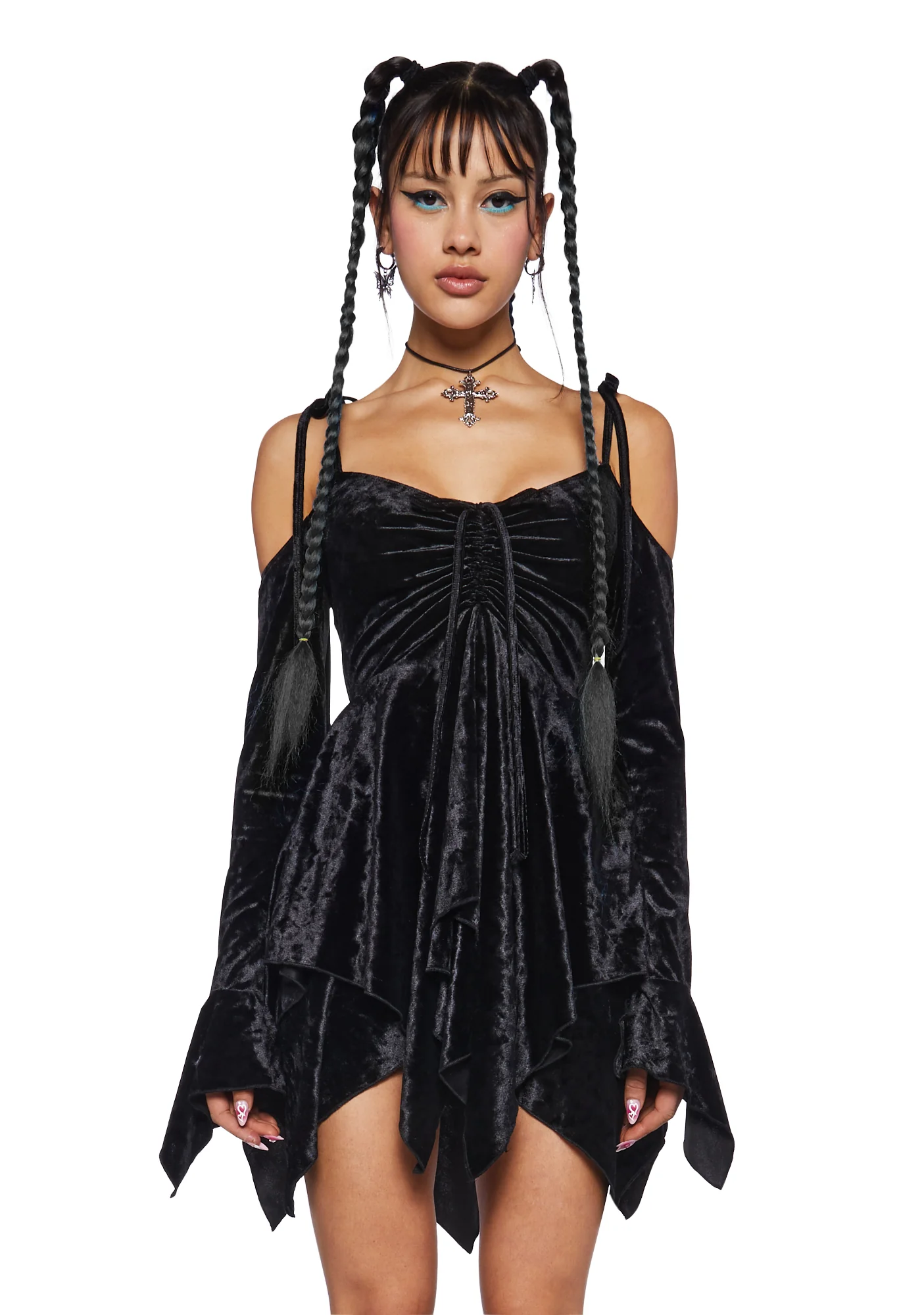 F is For Fairies Handkerchief Dress - Black Velvet - Image 6