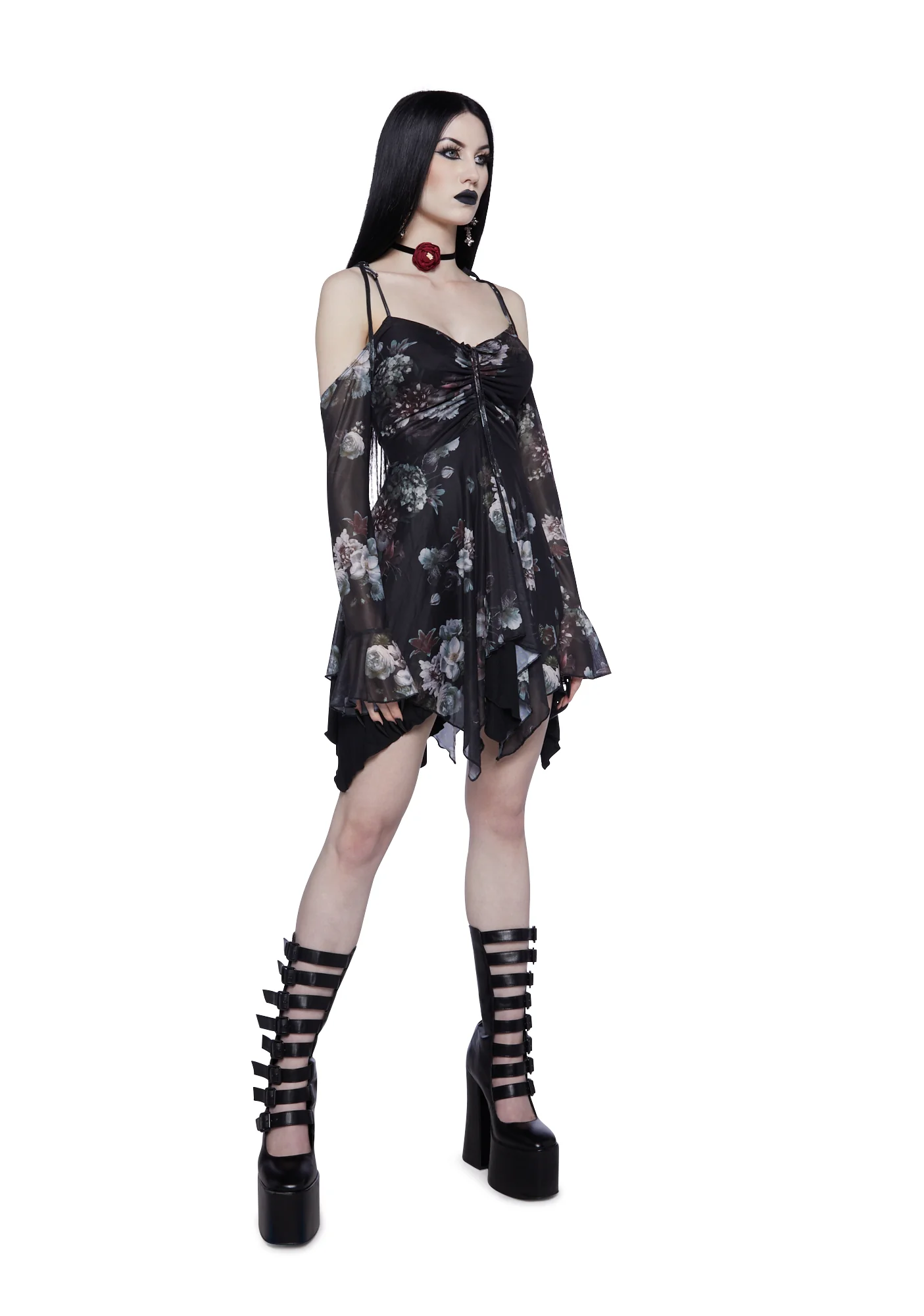 F is For Fairies™ Handkerchief Dress - Dark Floral - Image 2