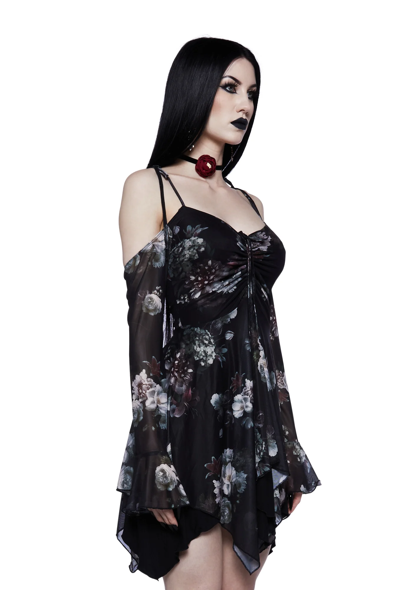 F is For Fairies™ Handkerchief Dress - Dark Floral - Image 3