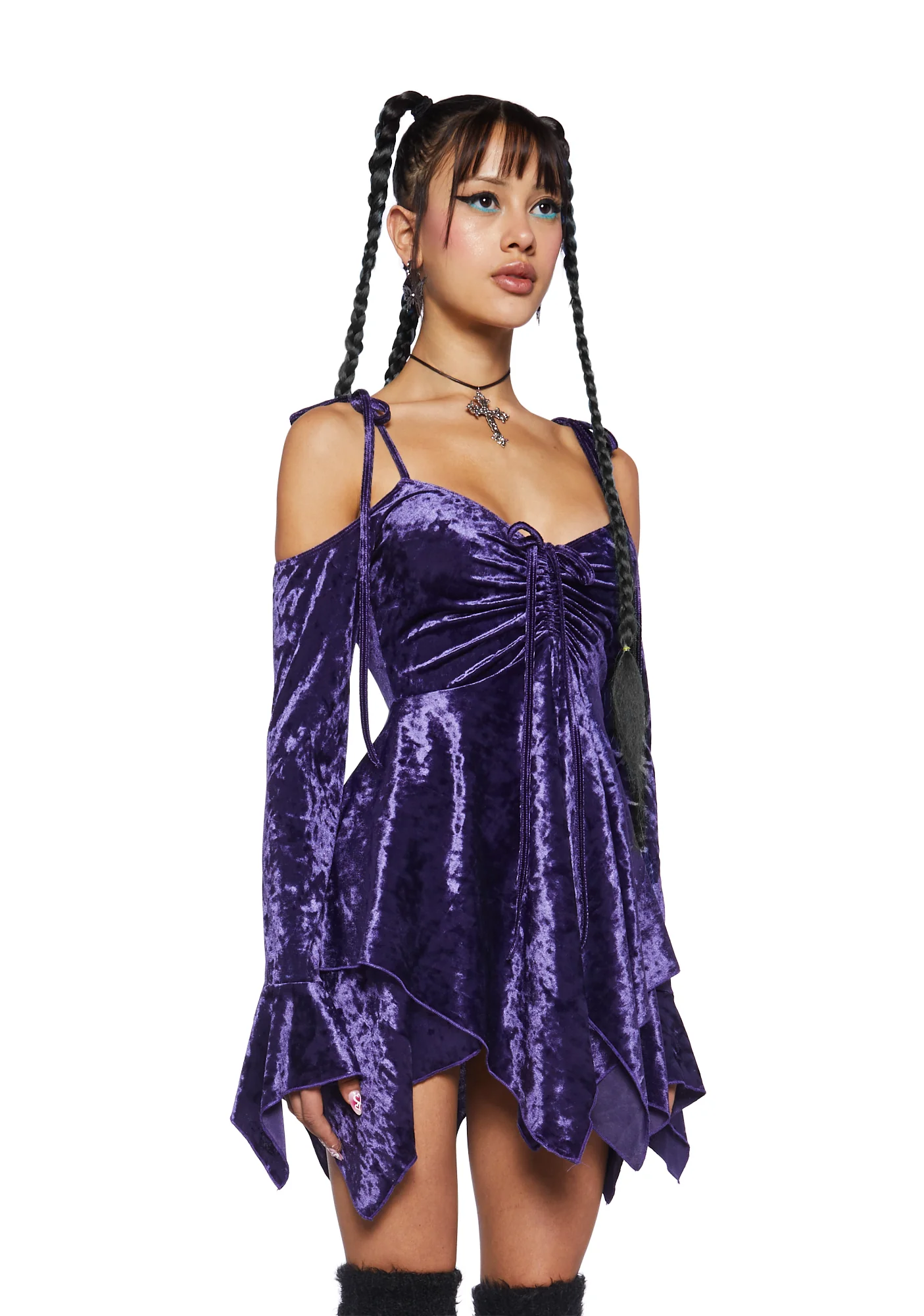 F is For Fairies Handkerchief Dress - Purple Velvet - Image 3