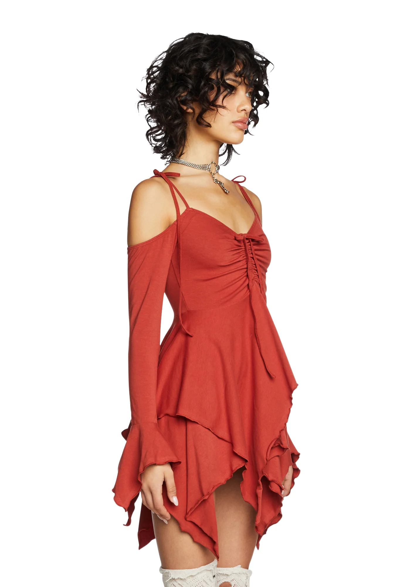 F is For Fairies Handkerchief Dress - Rust - Image 3