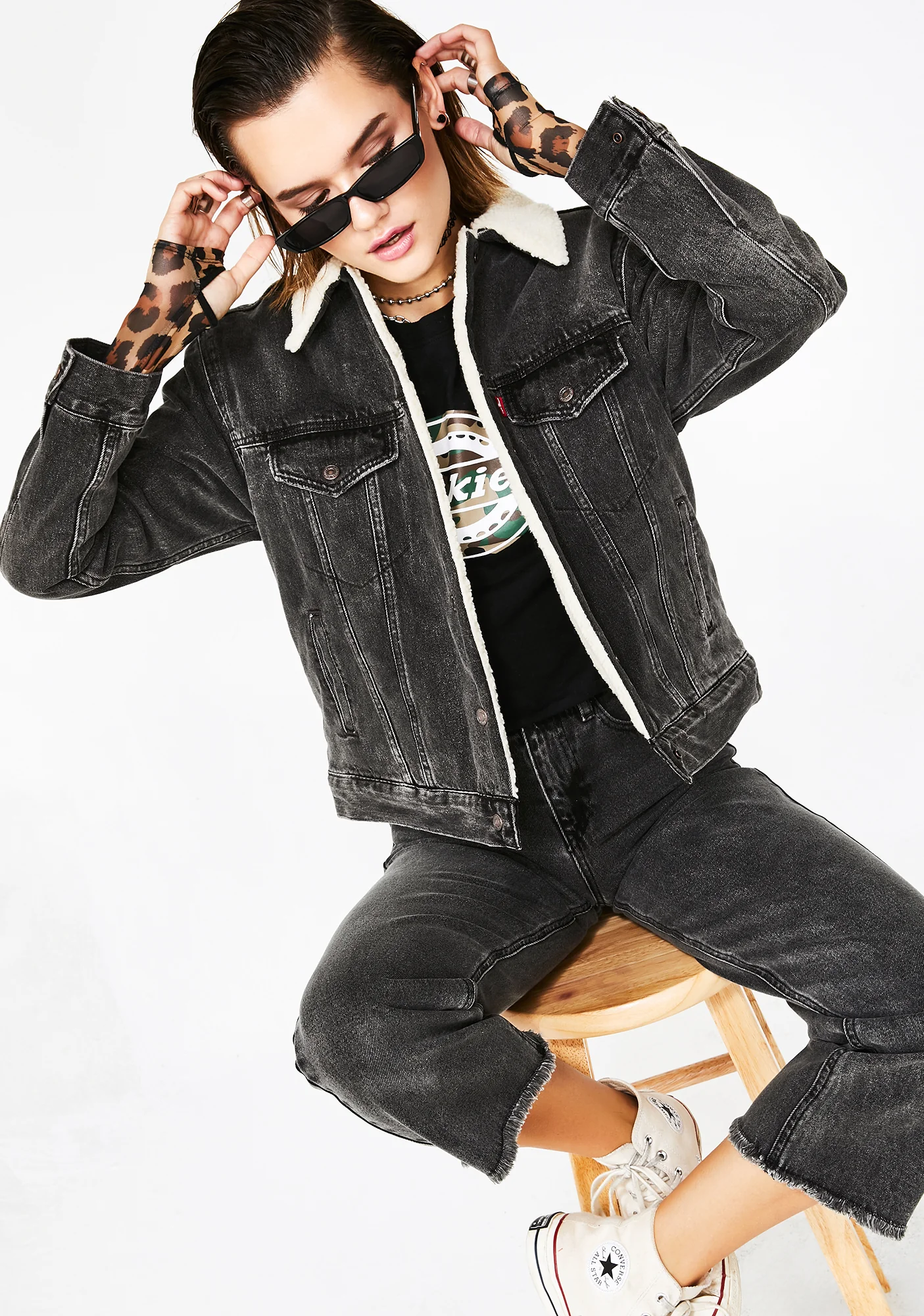 Fade To Black Ex Boyfriend Sherpa Trucker Jacket - Image 2