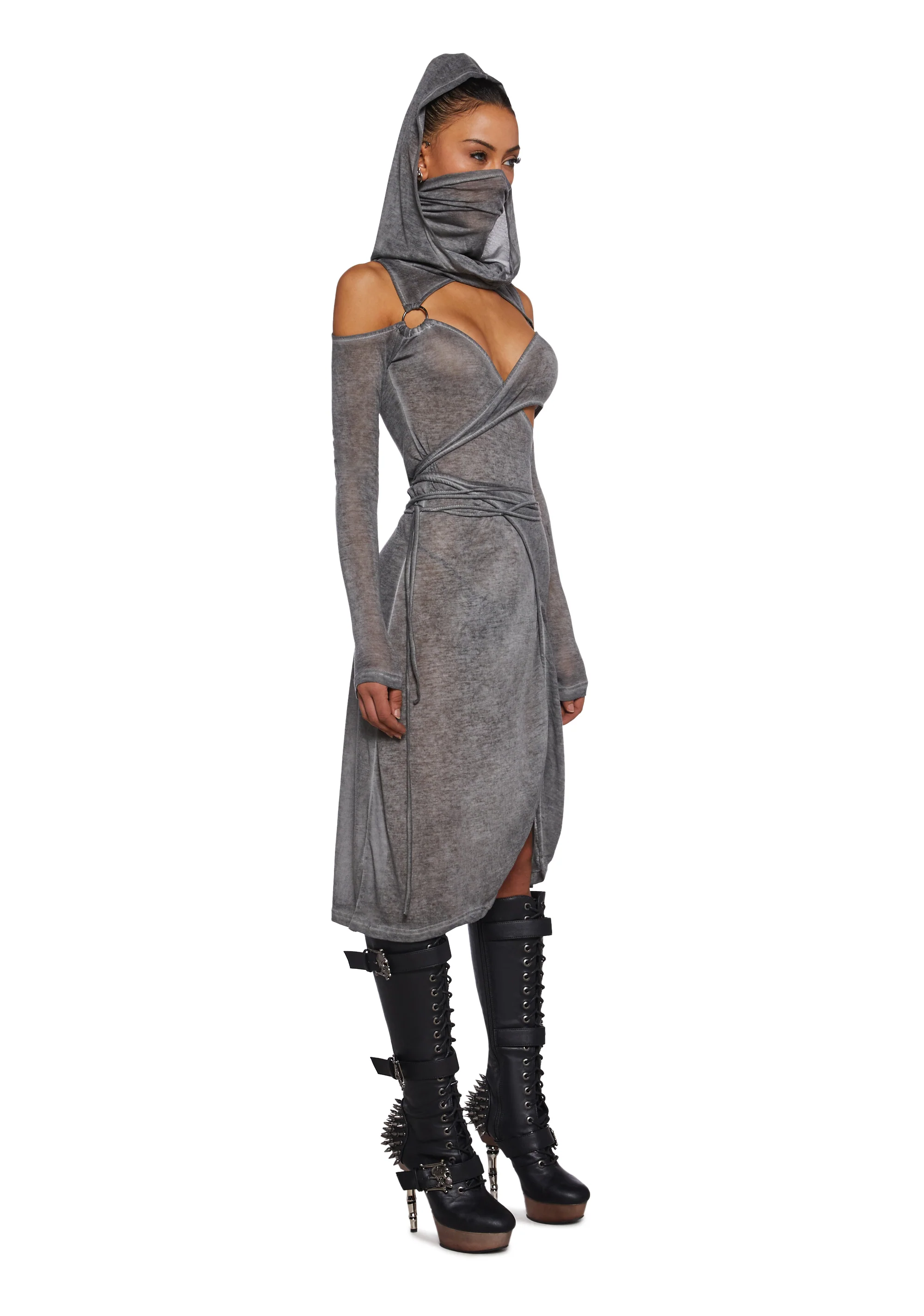 Fader Hooded Wrap Midi Dress - Image 3