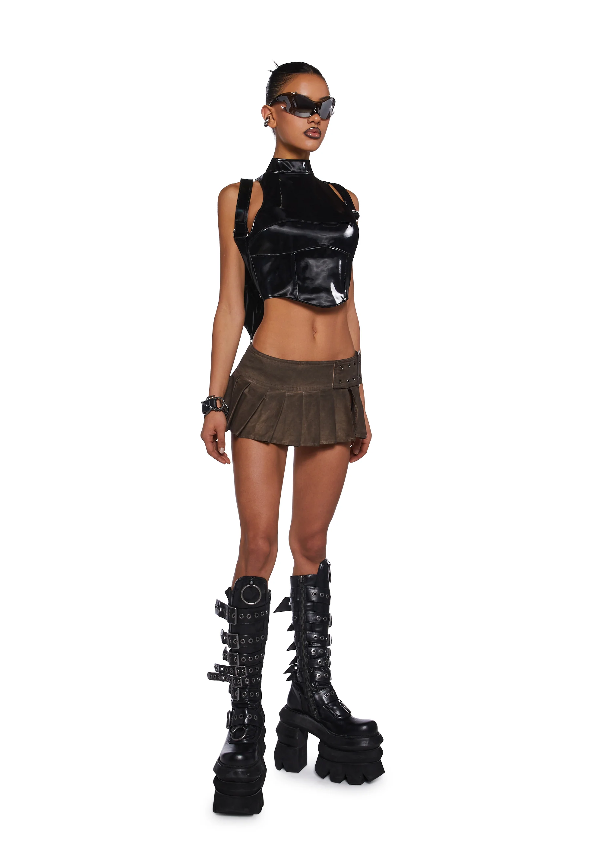 Fader Pleated Denim Micro Skirt - Image 2