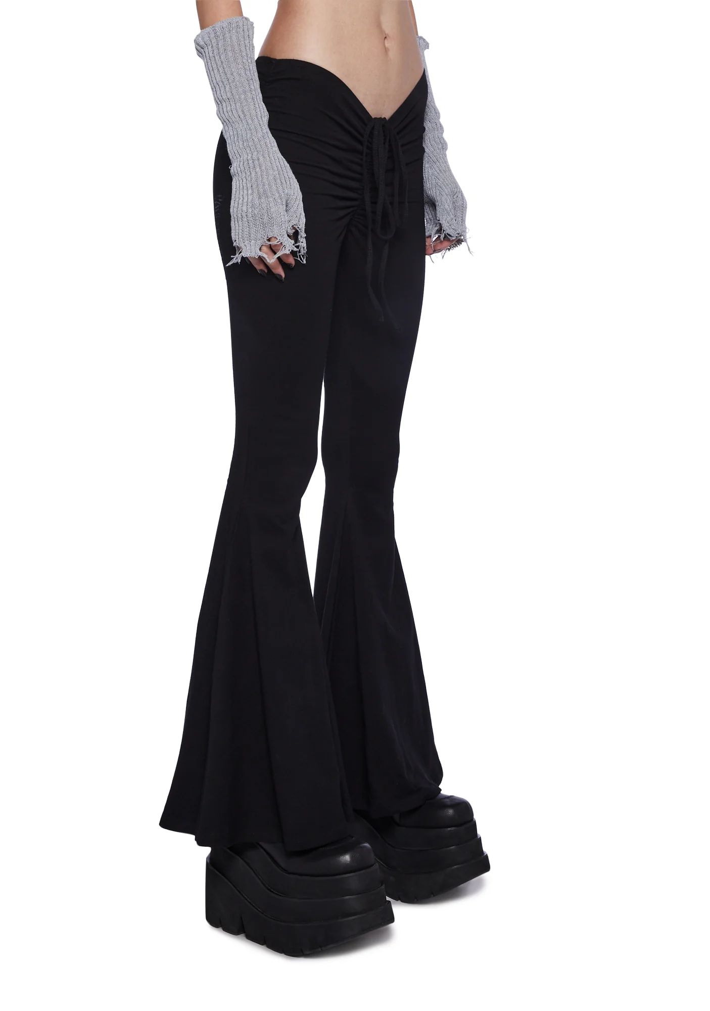 Fader V-Cut Washed Bell Bottoms - Black - Image 3