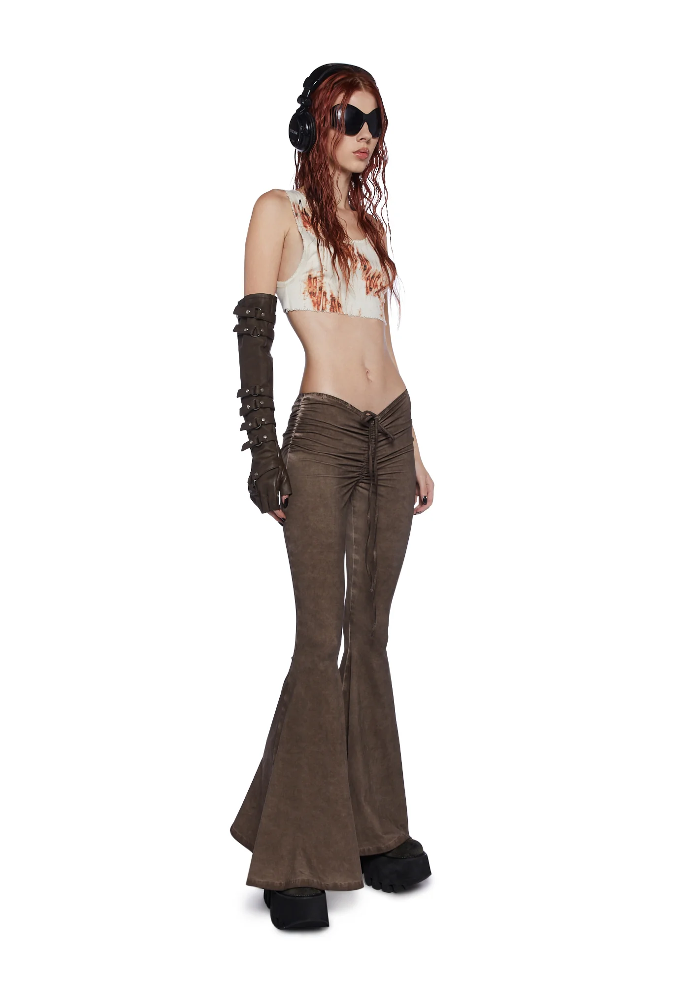 Fader V-Cut Washed Bell Bottoms - Brown - Image 2
