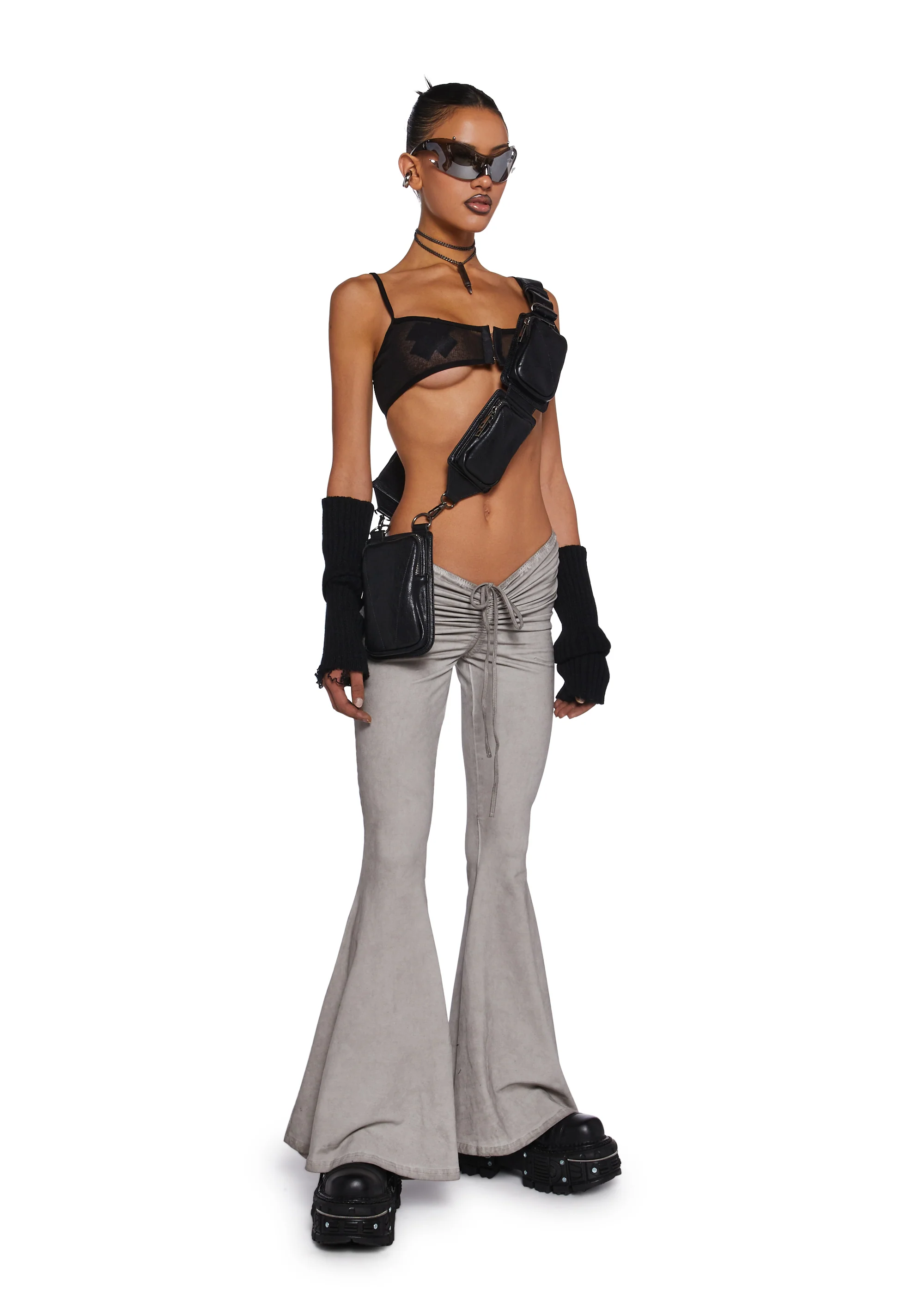Fader V-Cut Washed Bell Bottoms - Ecru - Image 2
