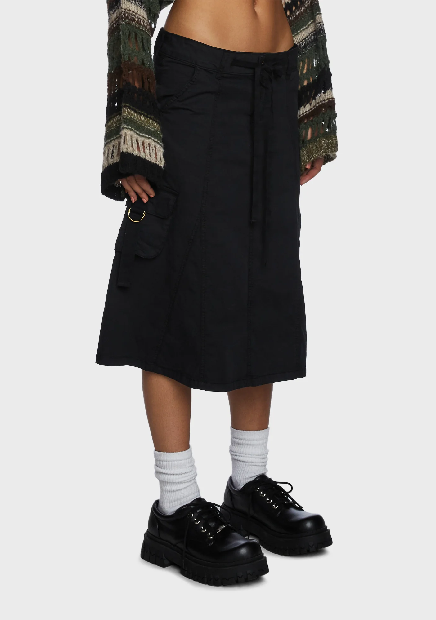 Fae Cargo Midi Skirt - Black - Image 3