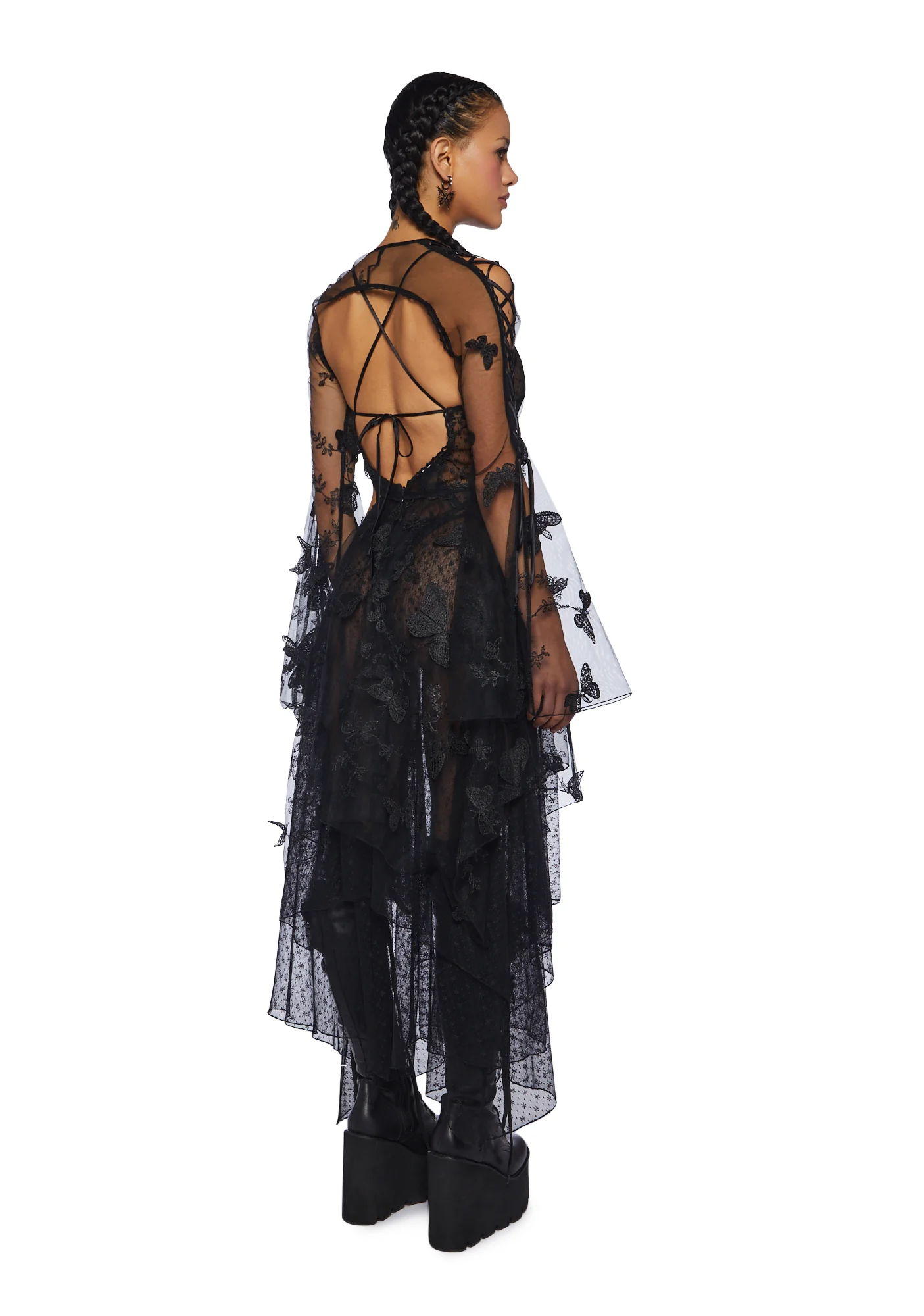 Fairydust Chronicles Lace Dress & Shrug Set- Black - Image 4