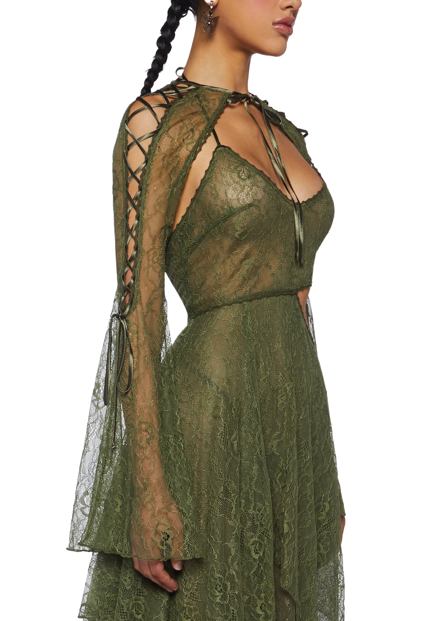 Fairydust Chronicles Lace Dress & Shrug Set - Olive - Image 2