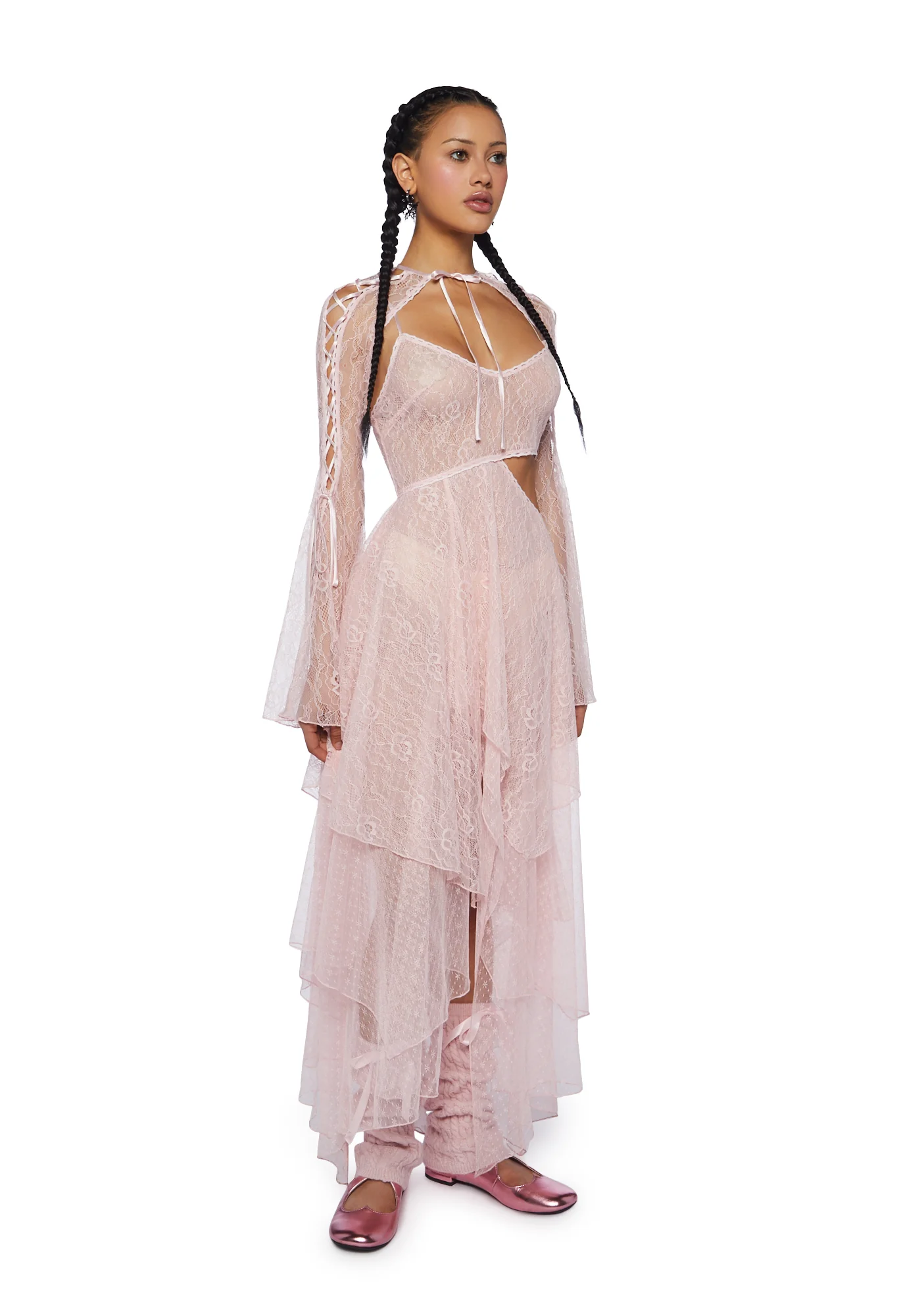 Fairydust Chronicles Lace Dress & Shrug Set - Pink - Image 5