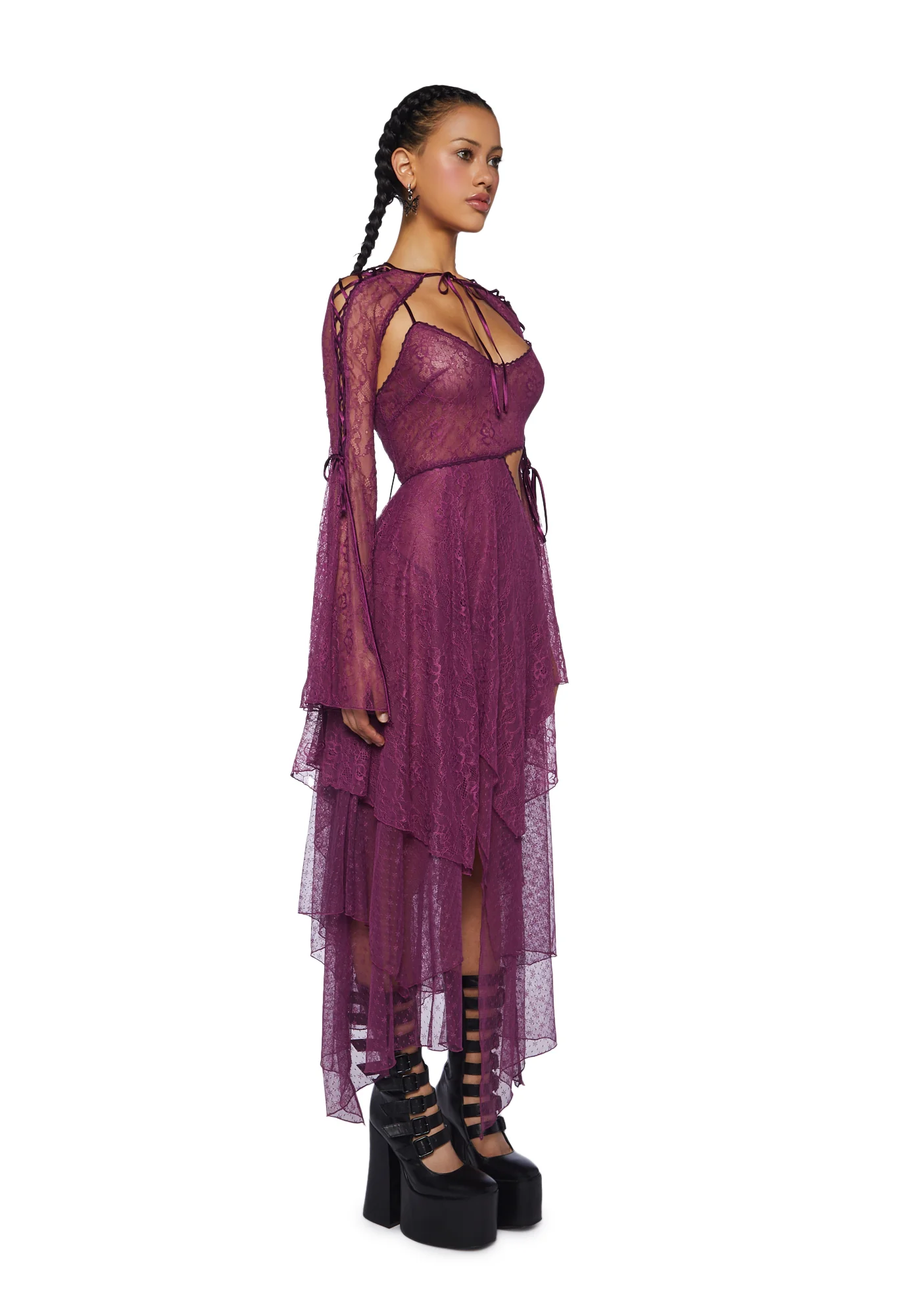 Fairydust Chronicles Lace Dress & Shrug Set- Purple - Image 3