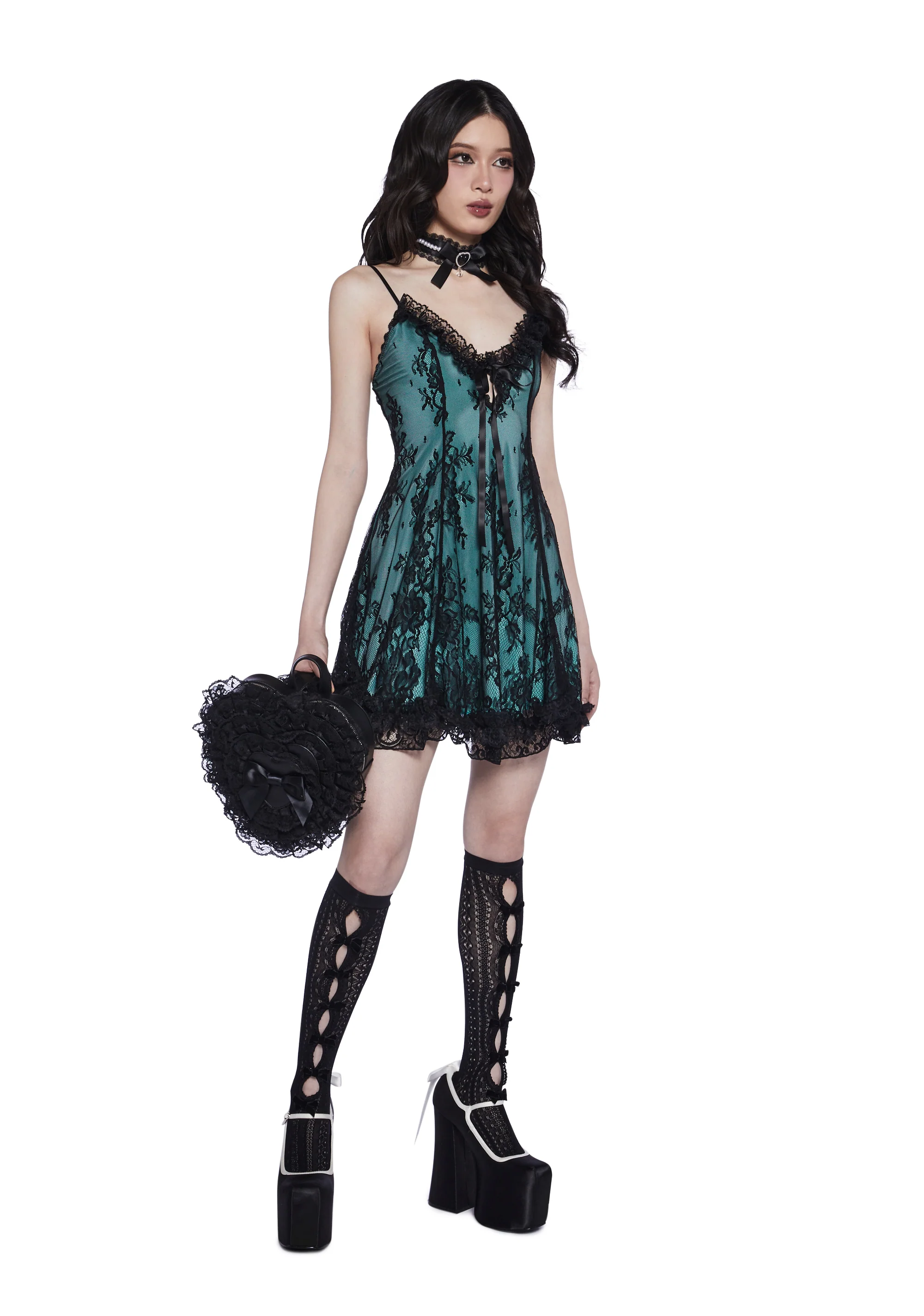 Faithfully Doomed Lace Dress - Mint - Image 2