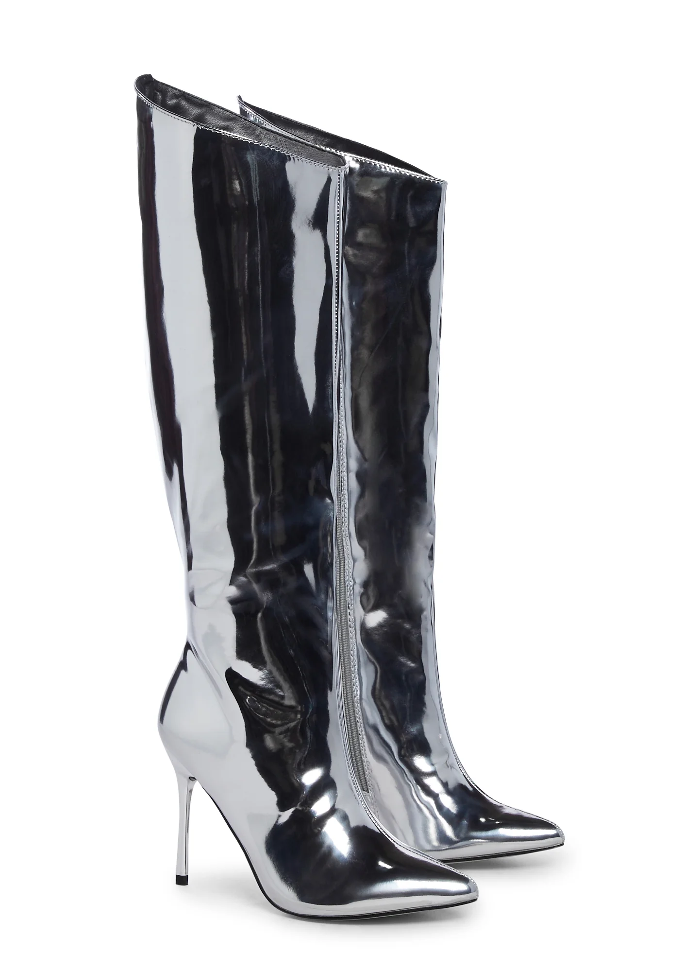 Falcon Knee High Boots-Silver - Image 3