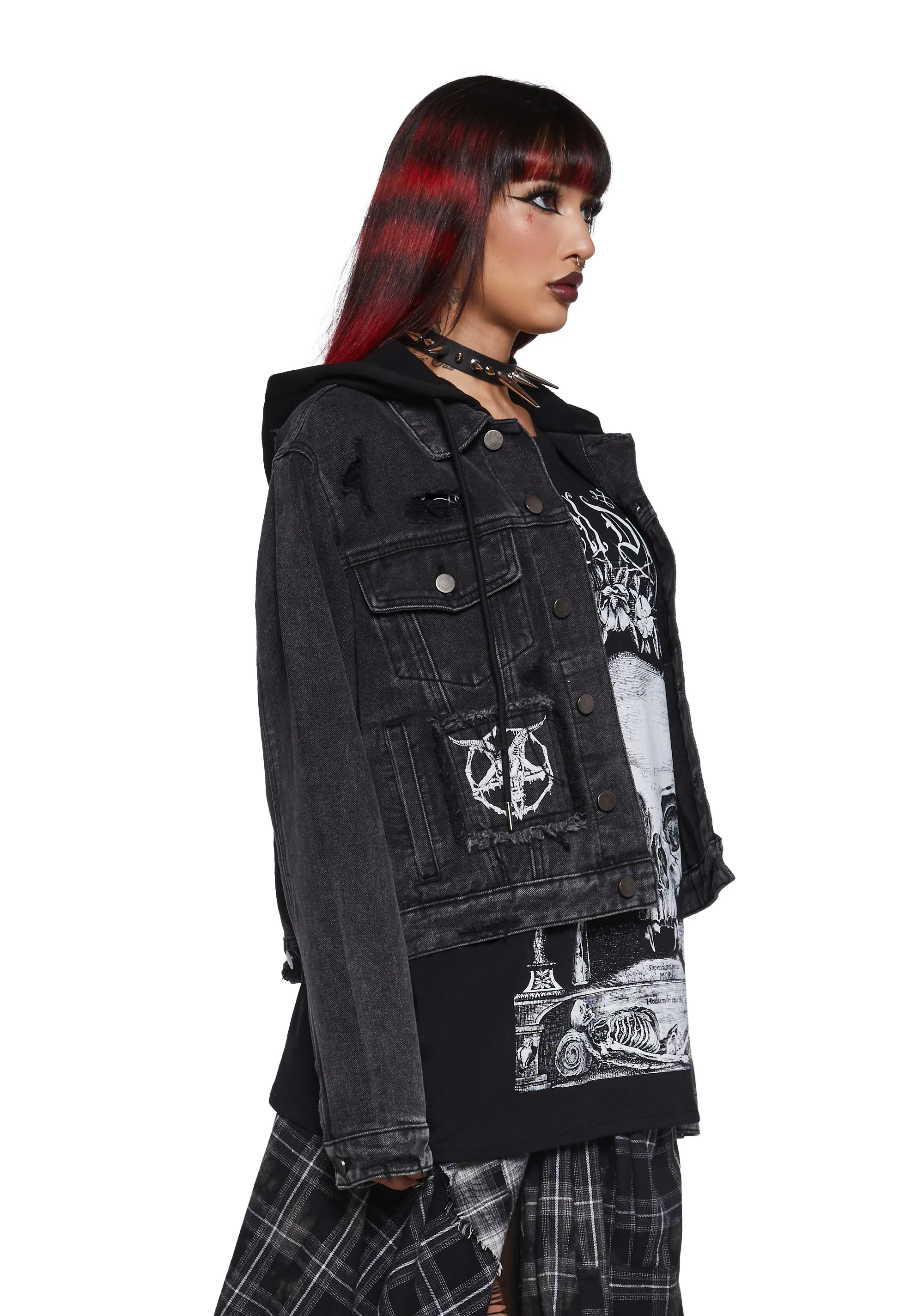 Fatal Hour Hooded Denim Jacket - Image 3