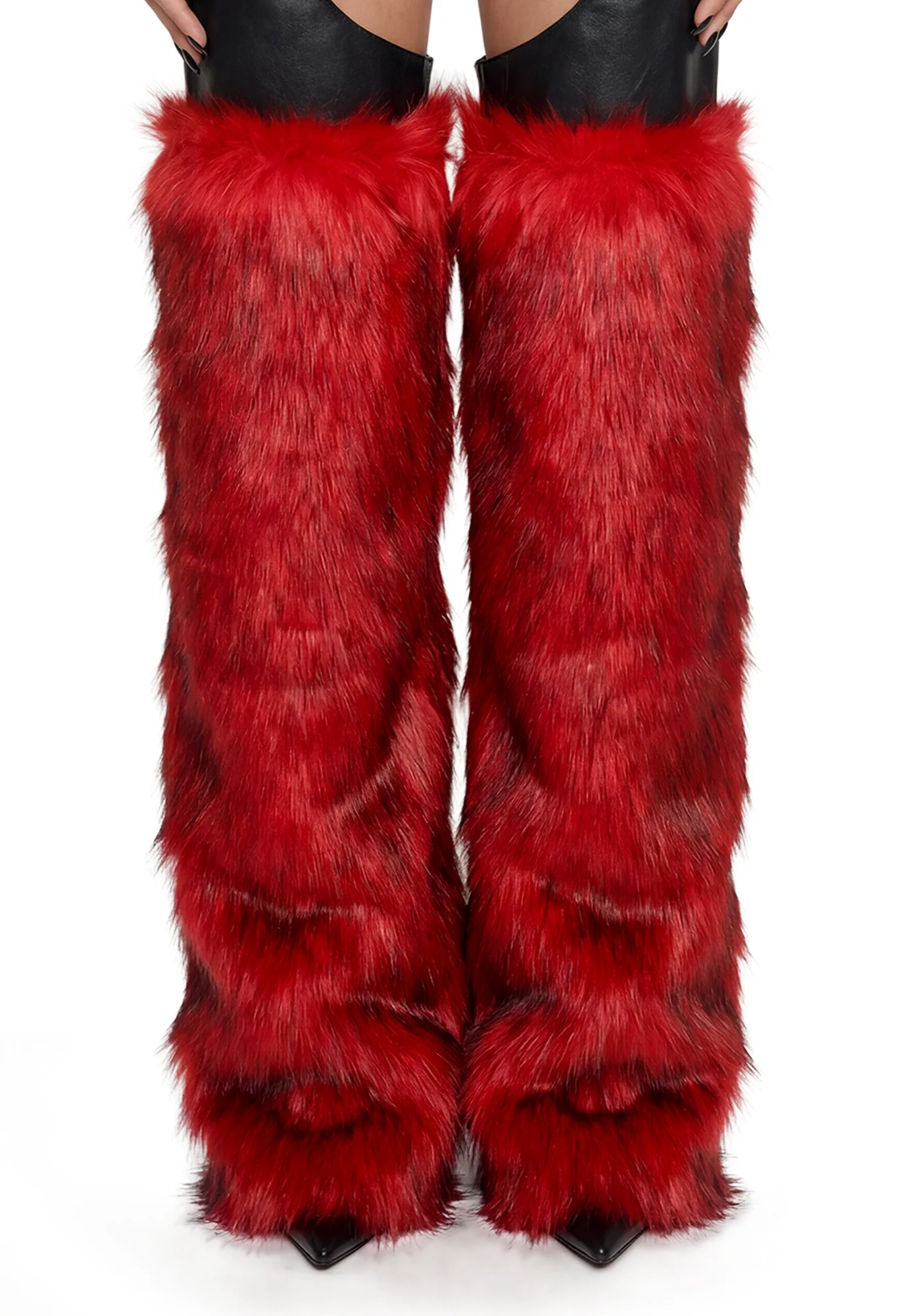 Faux Fur Chaps - Red - Image 5