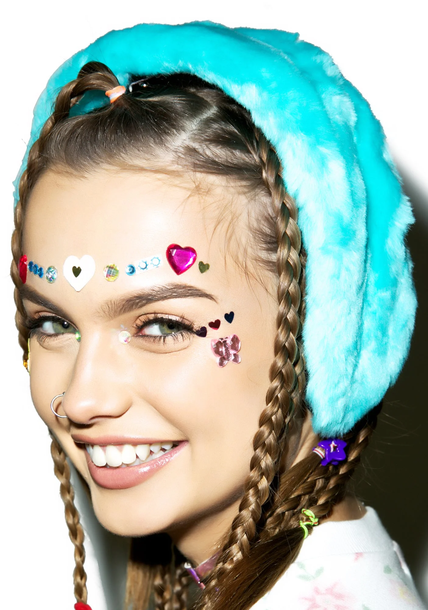 Faux Fur Ear Warmer - Light Blue - Image 2