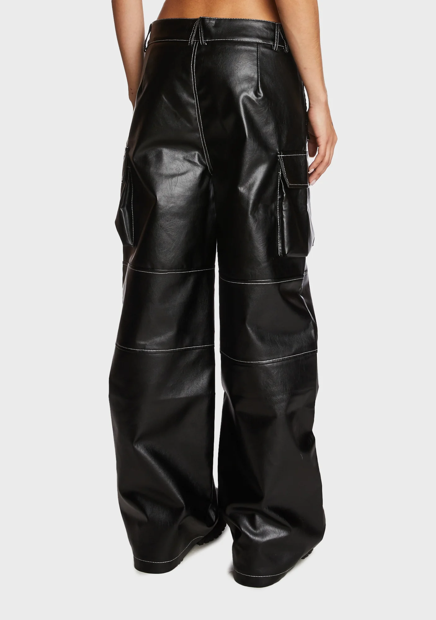 Faye Faux Leather Cargo Pants - Image 4