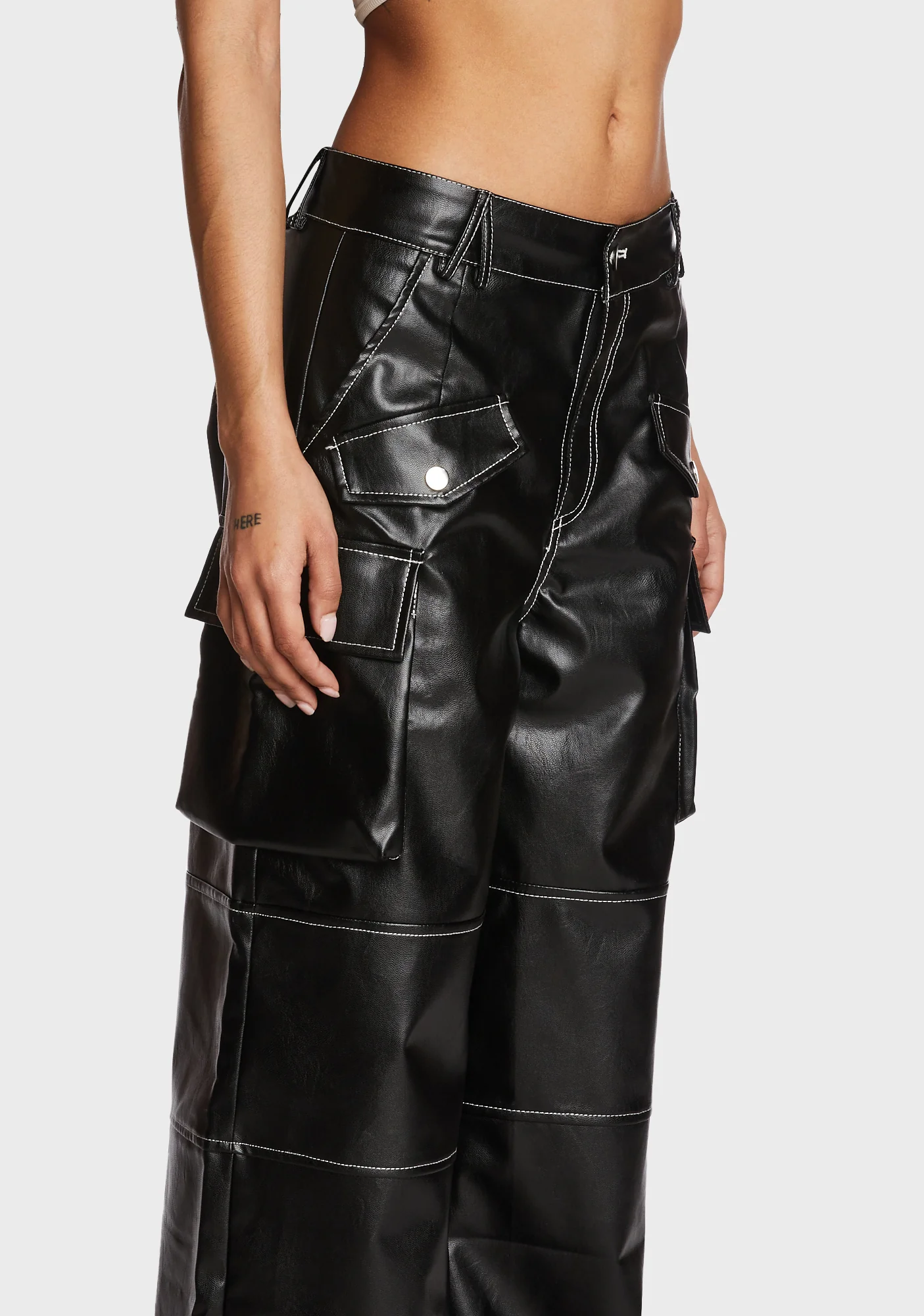 Faye Faux Leather Cargo Pants - Image 5