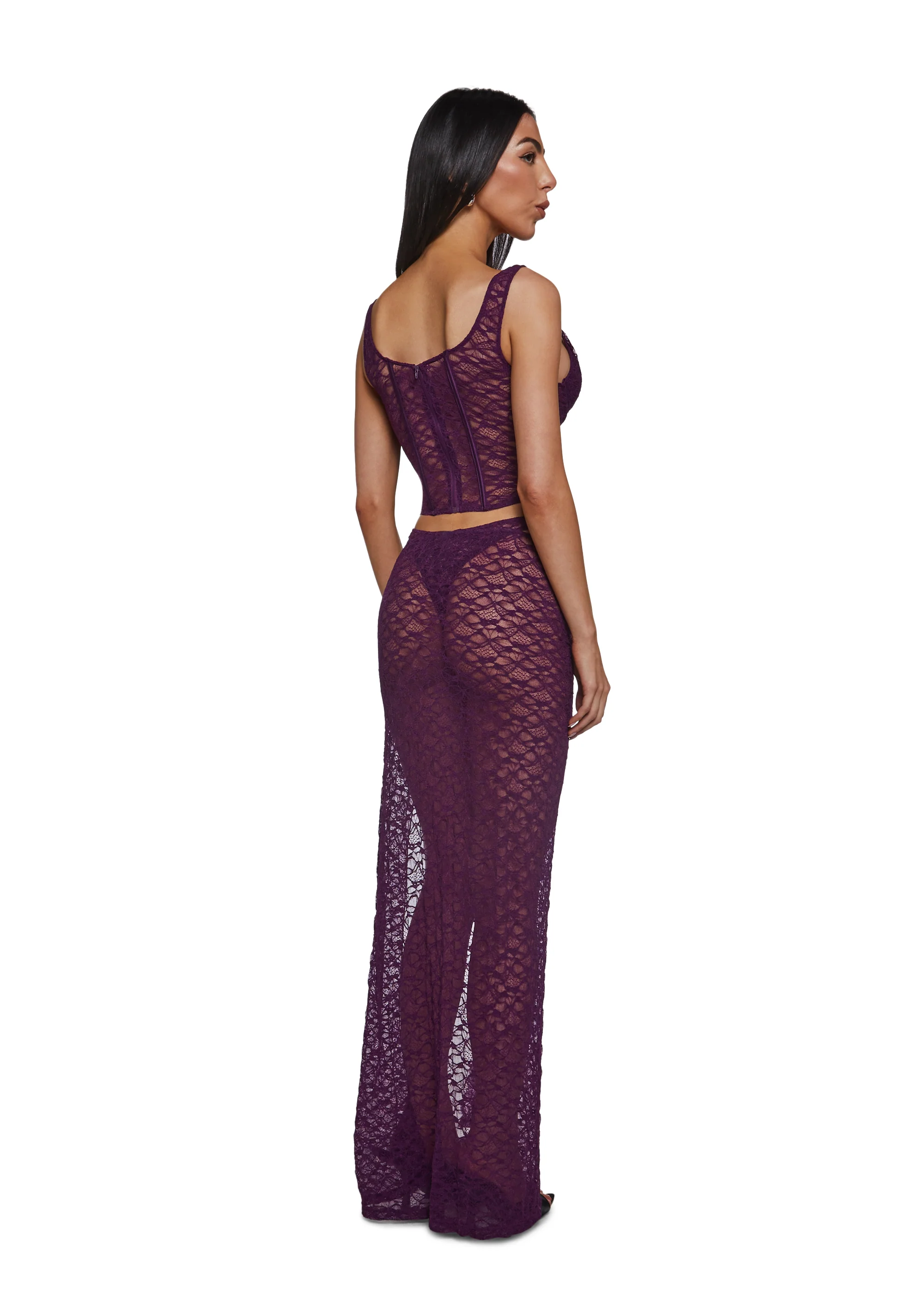Feel Me Textured Lace Bustier Lingerie Set - Image 4