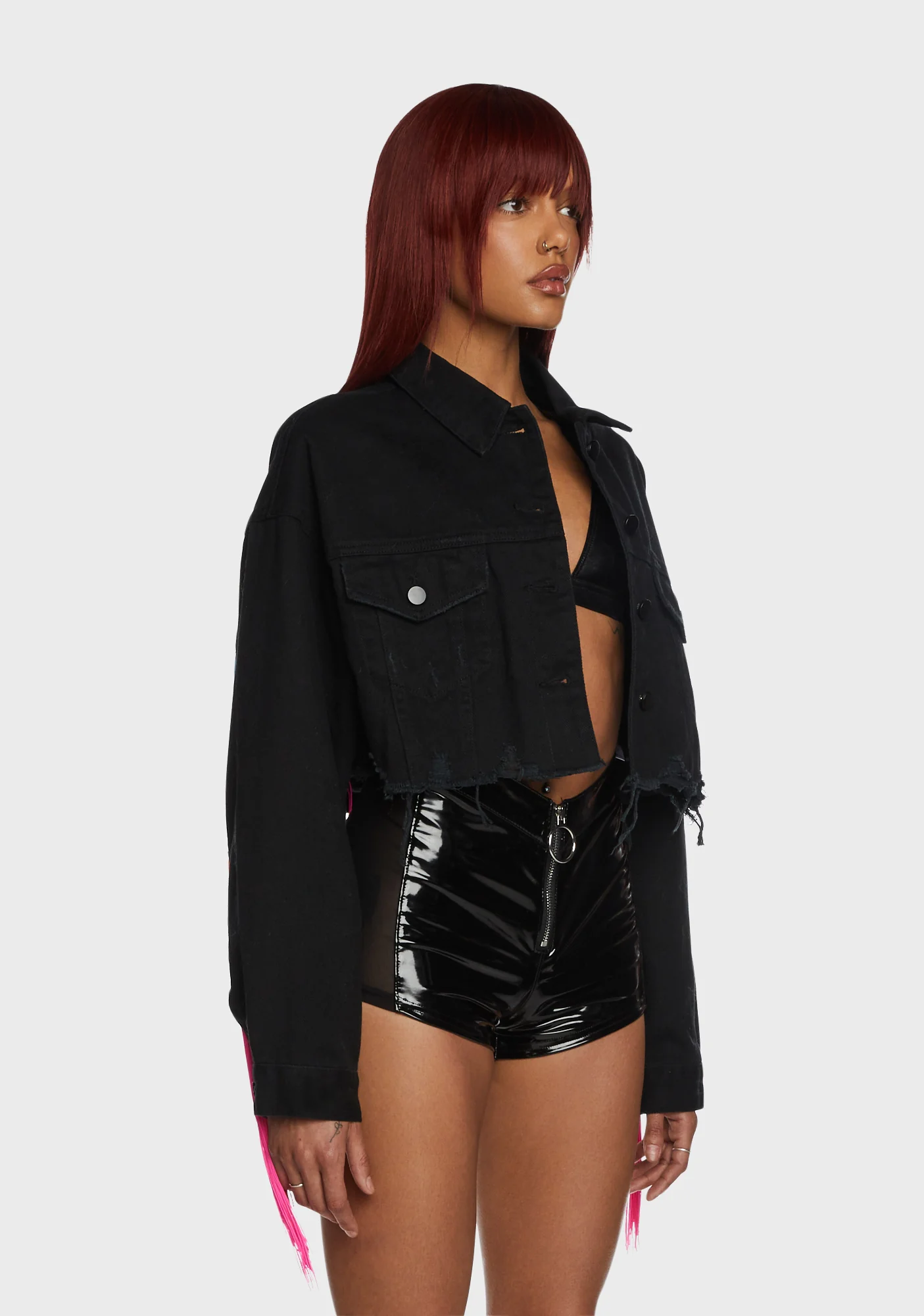 Feel This Moment Denim Jacket - Black - Image 3
