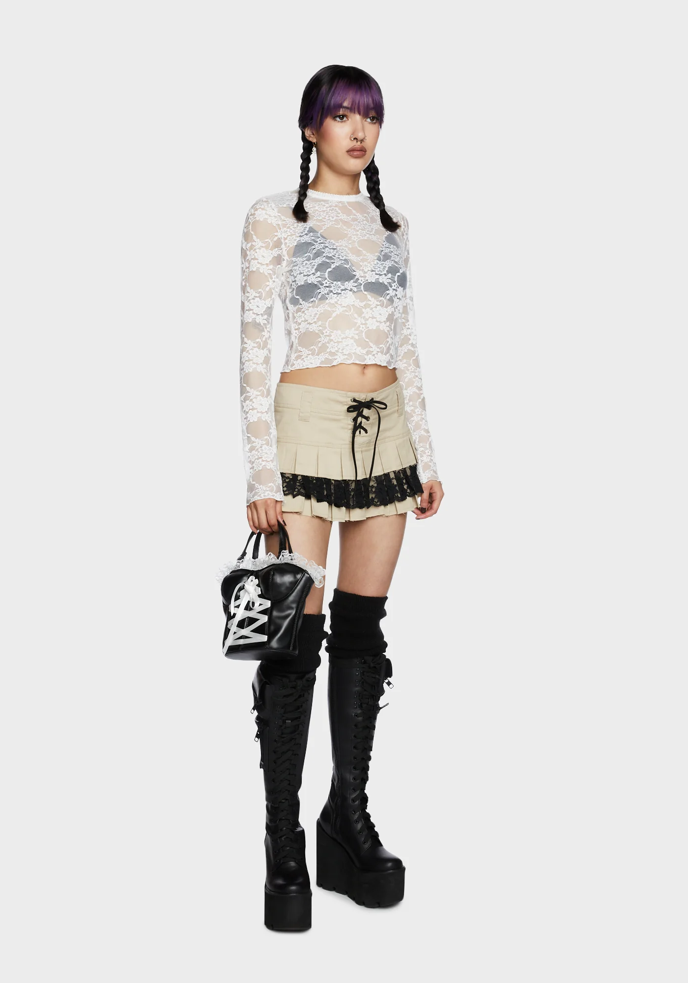 Feelin' Contempt Lace Crop Top - Off White - Image 2
