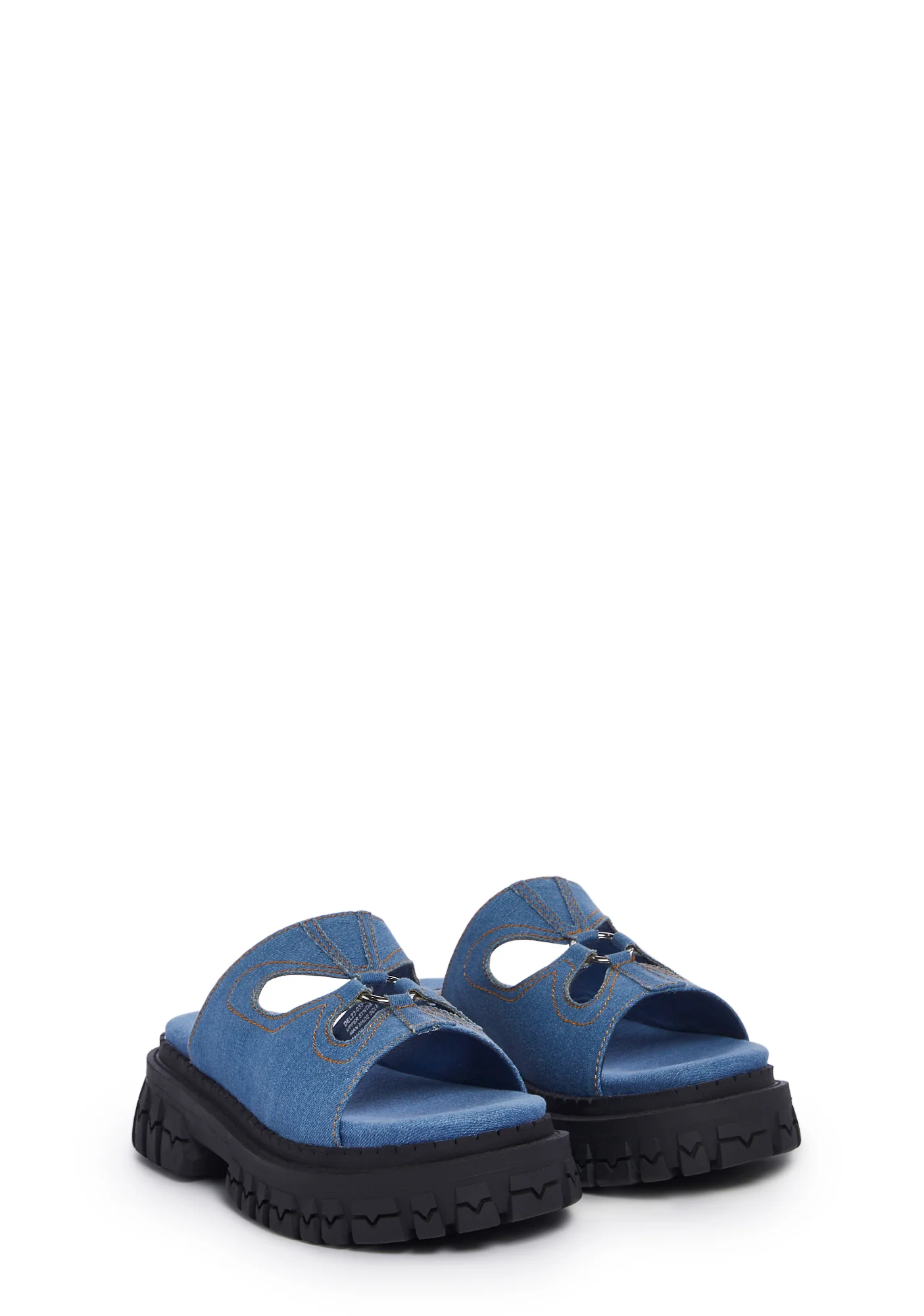 Feeling Good Platform Slides - Denim - Image 3