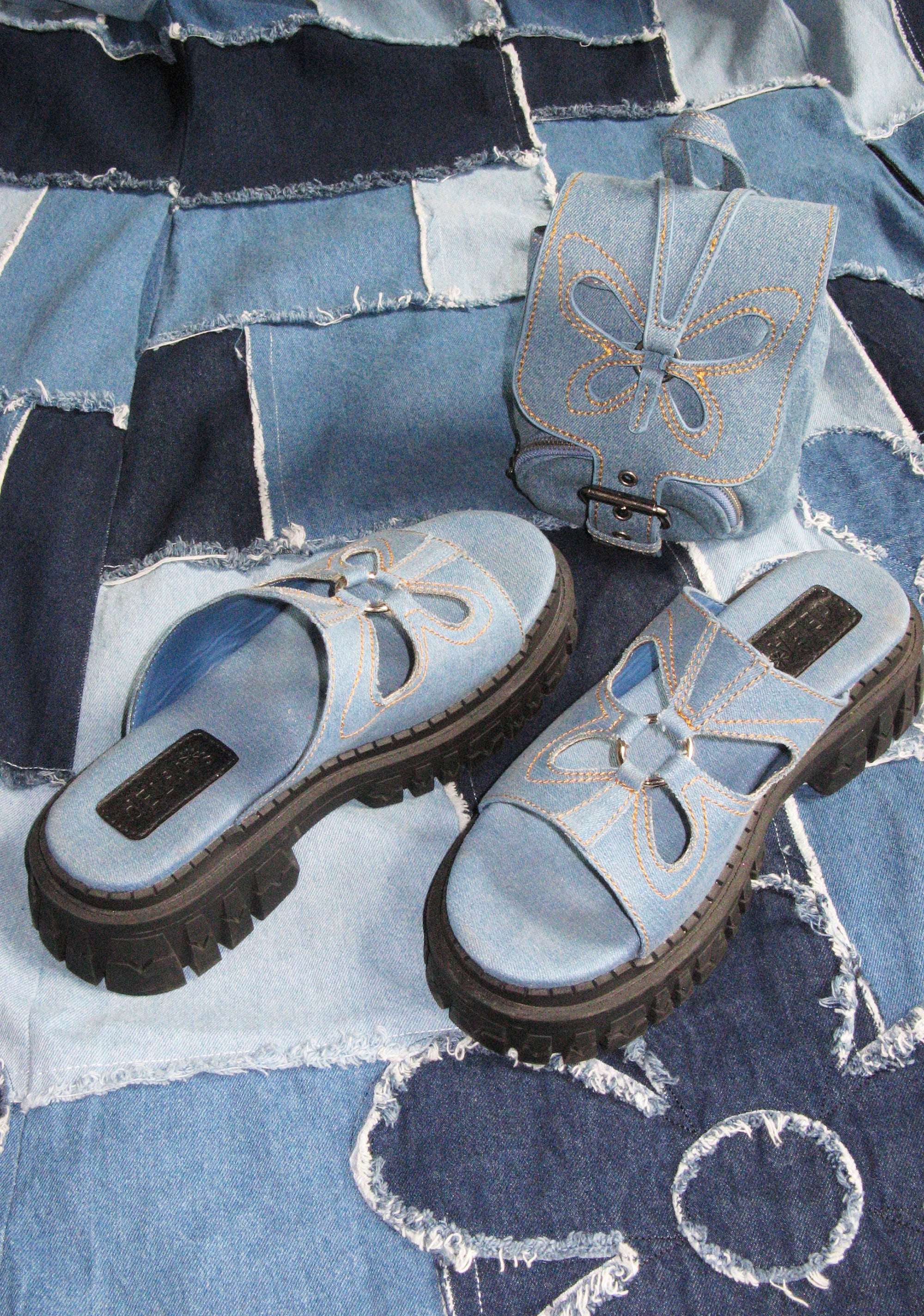Feeling Good Platform Slides - Denim - Image 5