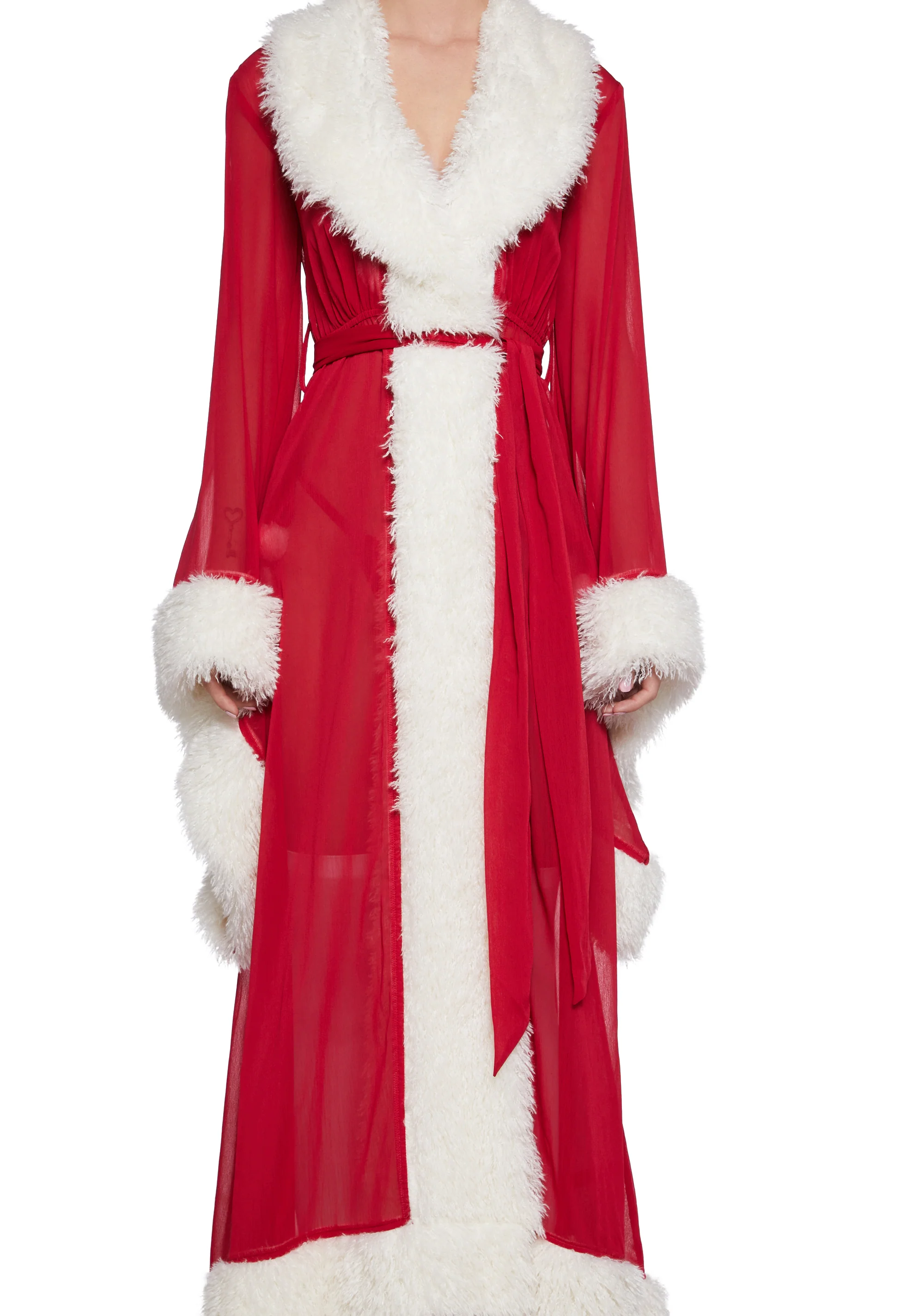 Feminine Fantasy Sheer Robe - Red - Image 2