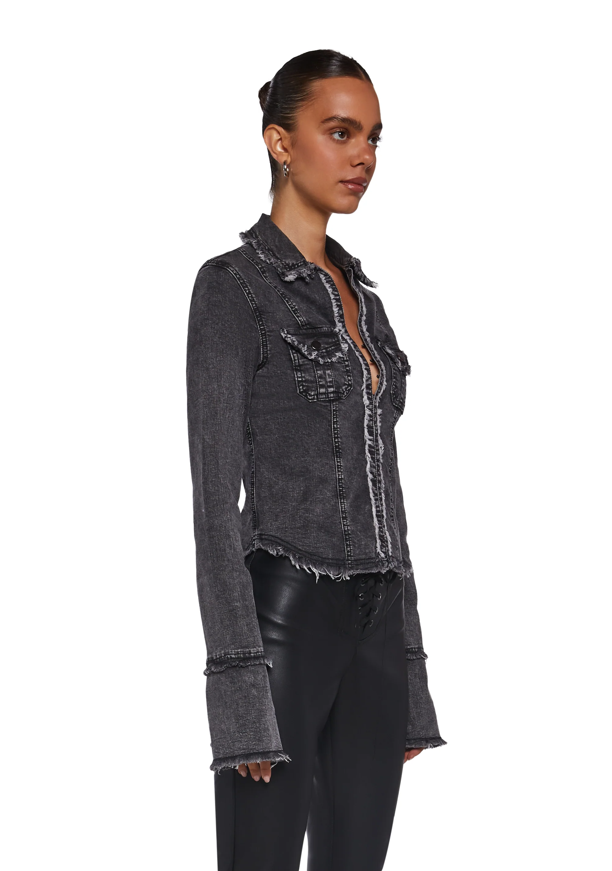 Ferris Wheel Date Denim Top - Black - Image 3
