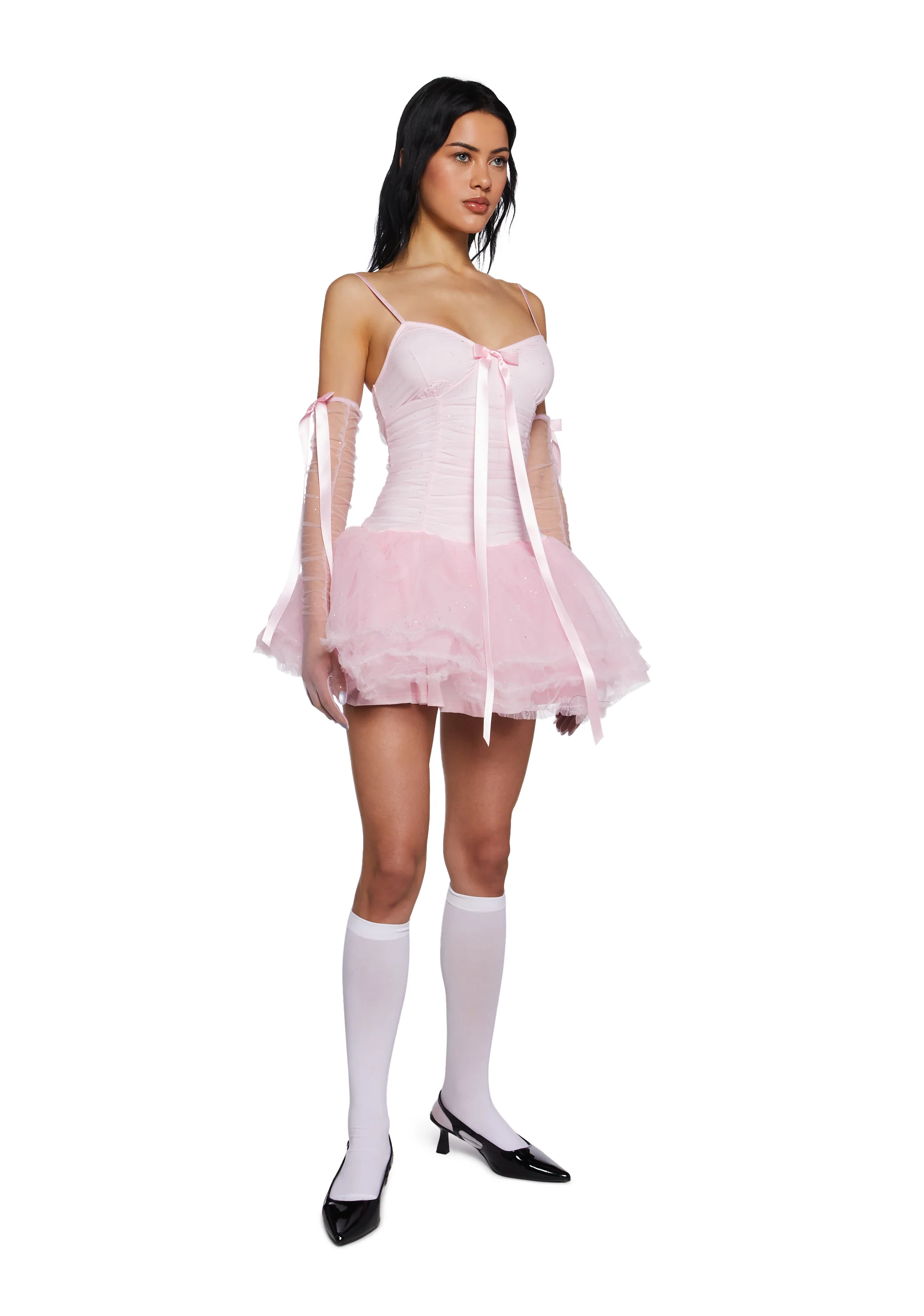 Festive Realm Glitter Dress And Gloves Set - Image 2