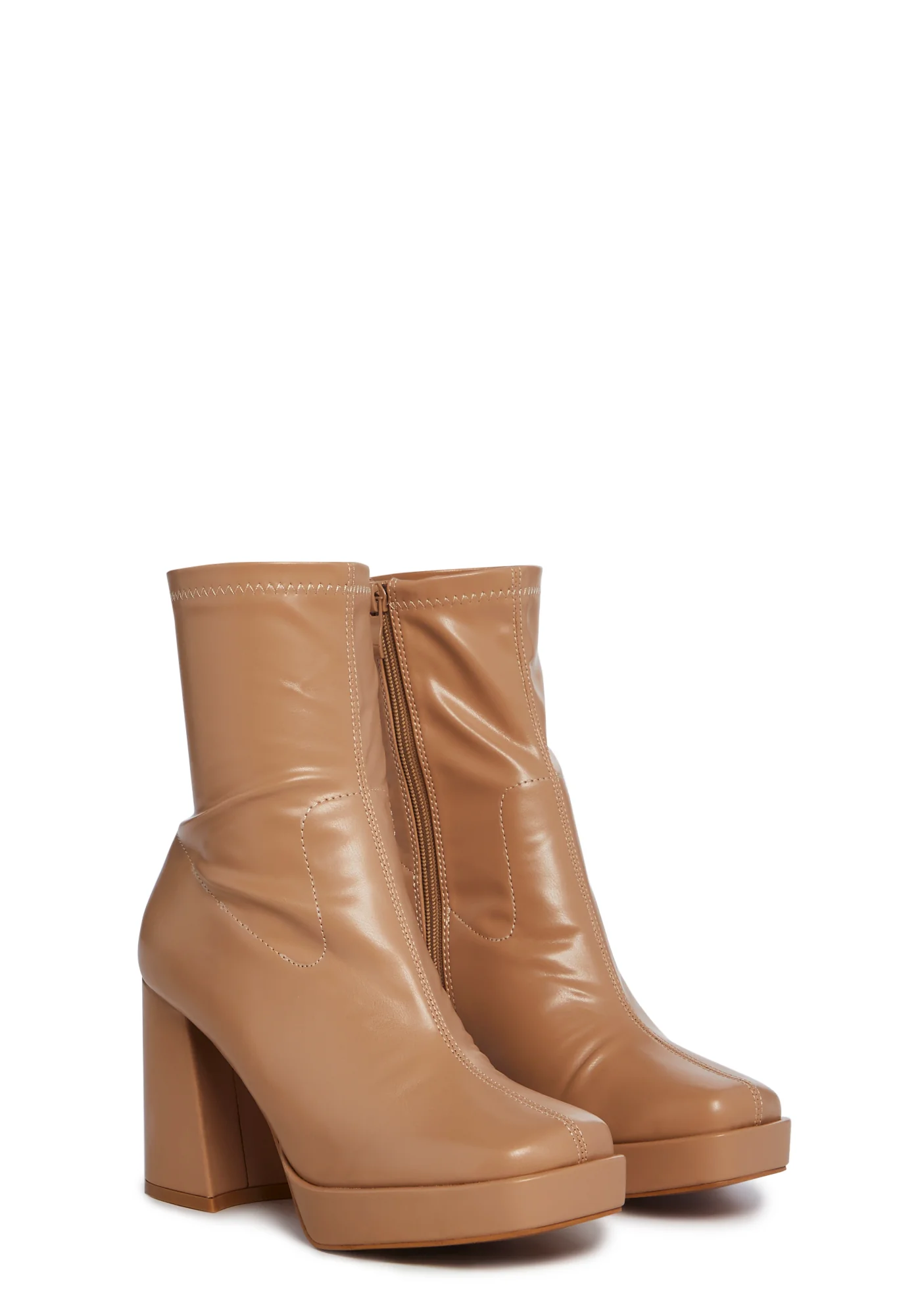 Fiery Glitz Vegan Leather Booties - Brown - Image 3
