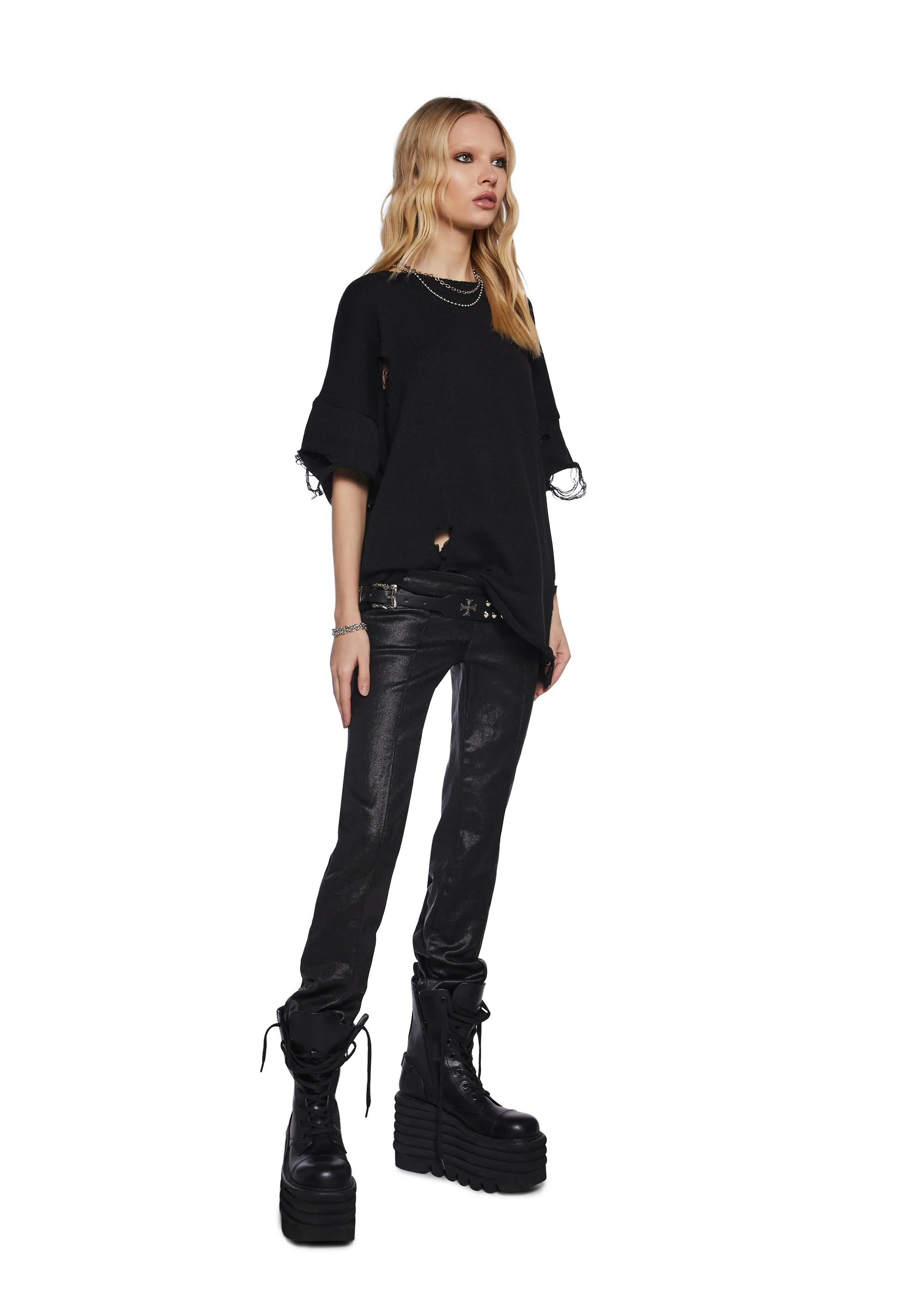 Filter Unisex Oversized Distressed Sweater - Black - Image 2