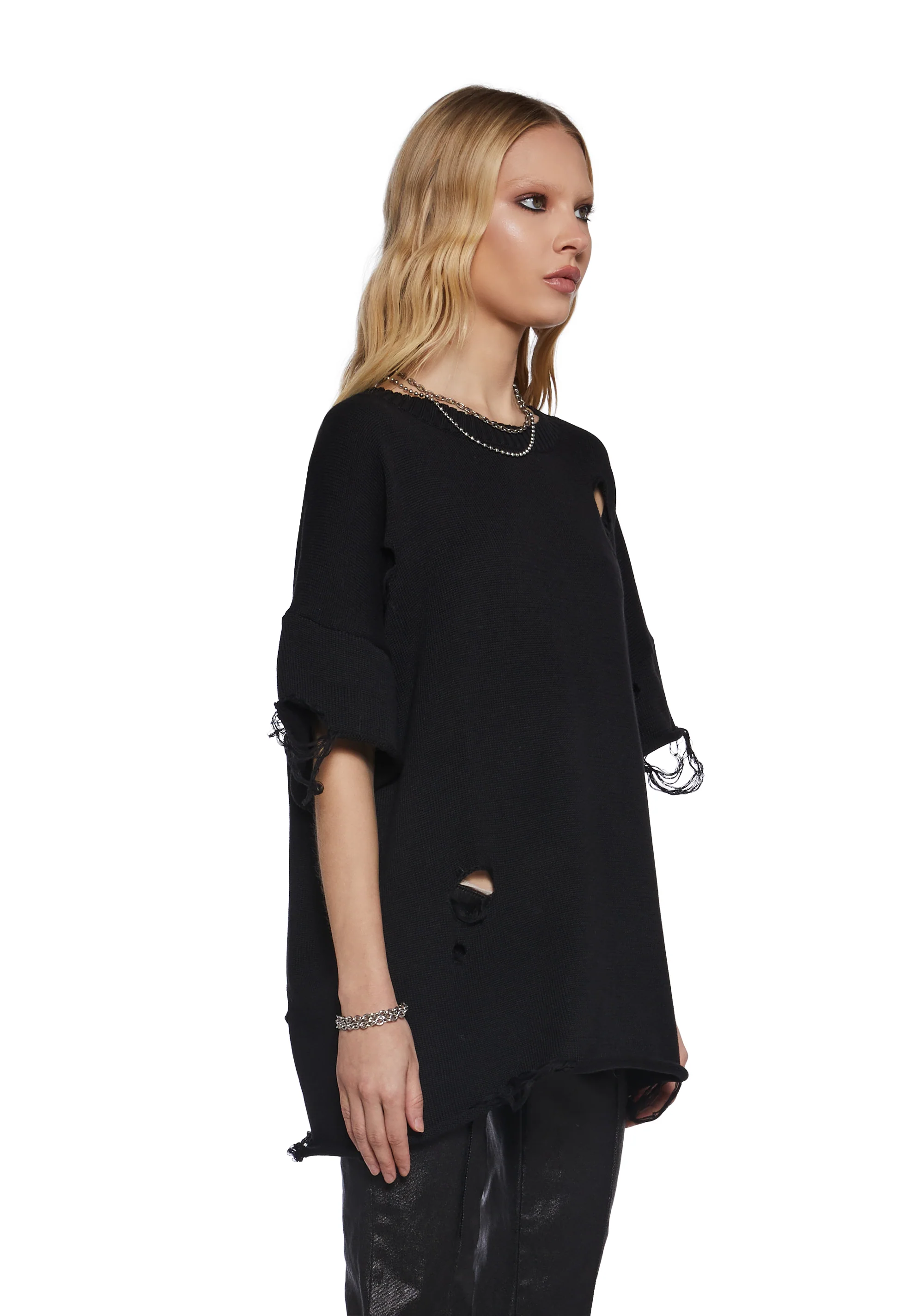 Filter Unisex Oversized Distressed Sweater - Black - Image 3