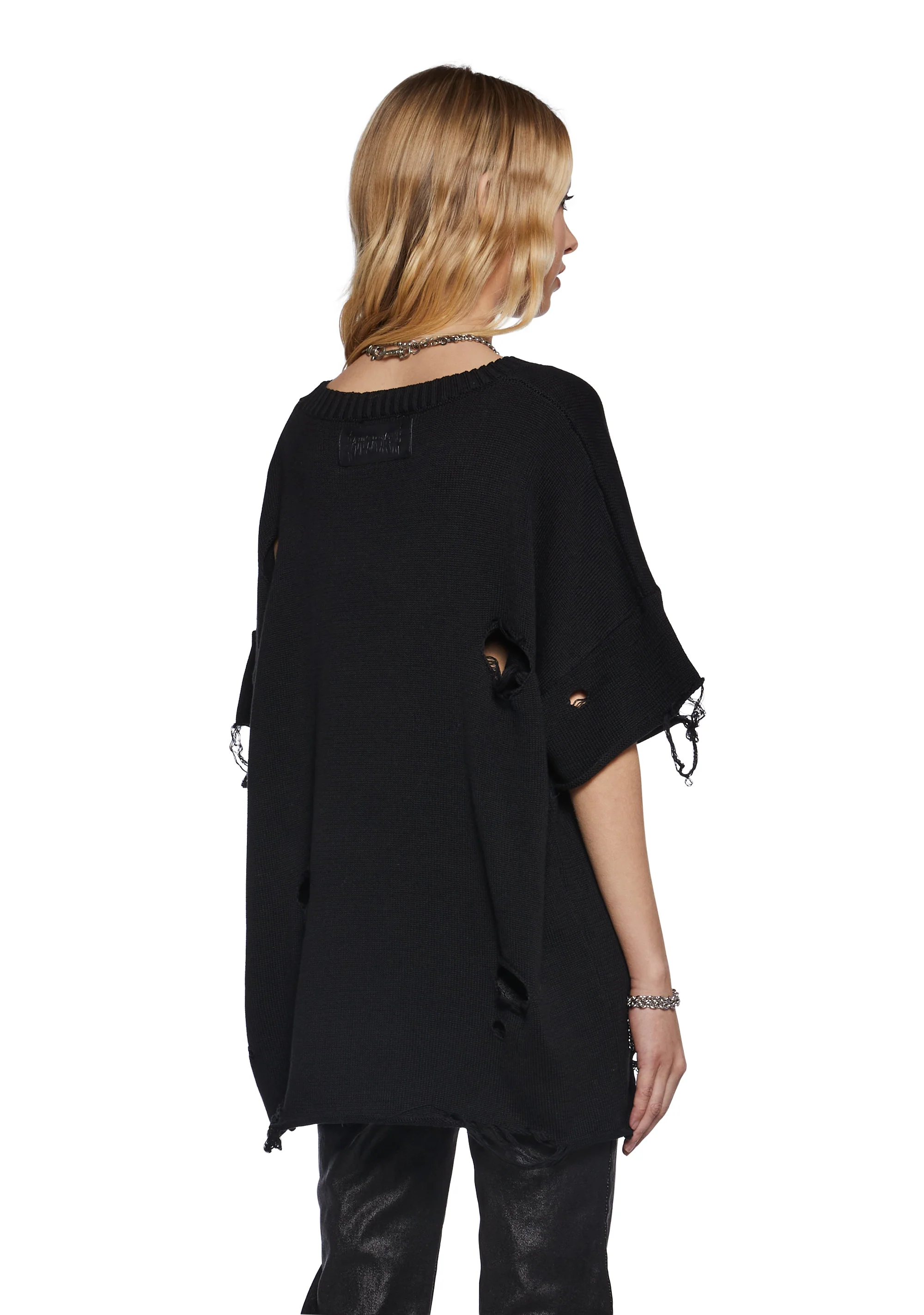 Filter Unisex Oversized Distressed Sweater - Black - Image 4