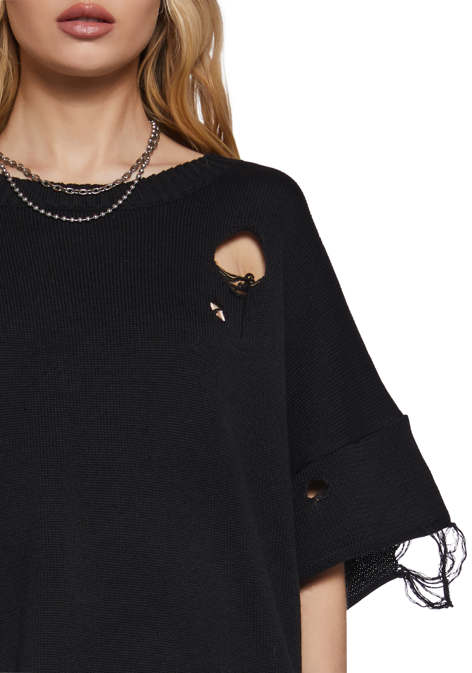 Filter Unisex Oversized Distressed Sweater - Black - Image 5