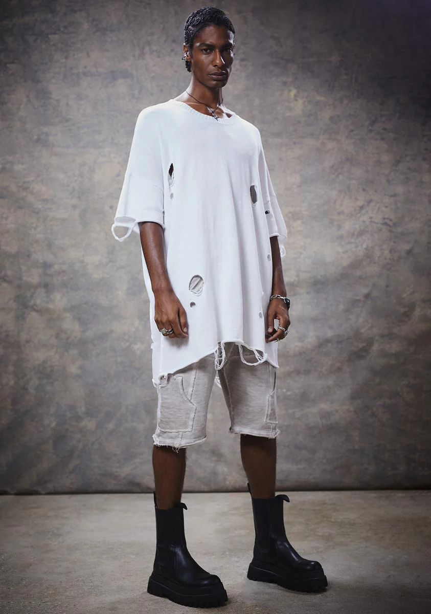 Filter Unisex Oversized Distressed Sweater - Off White - Image 2