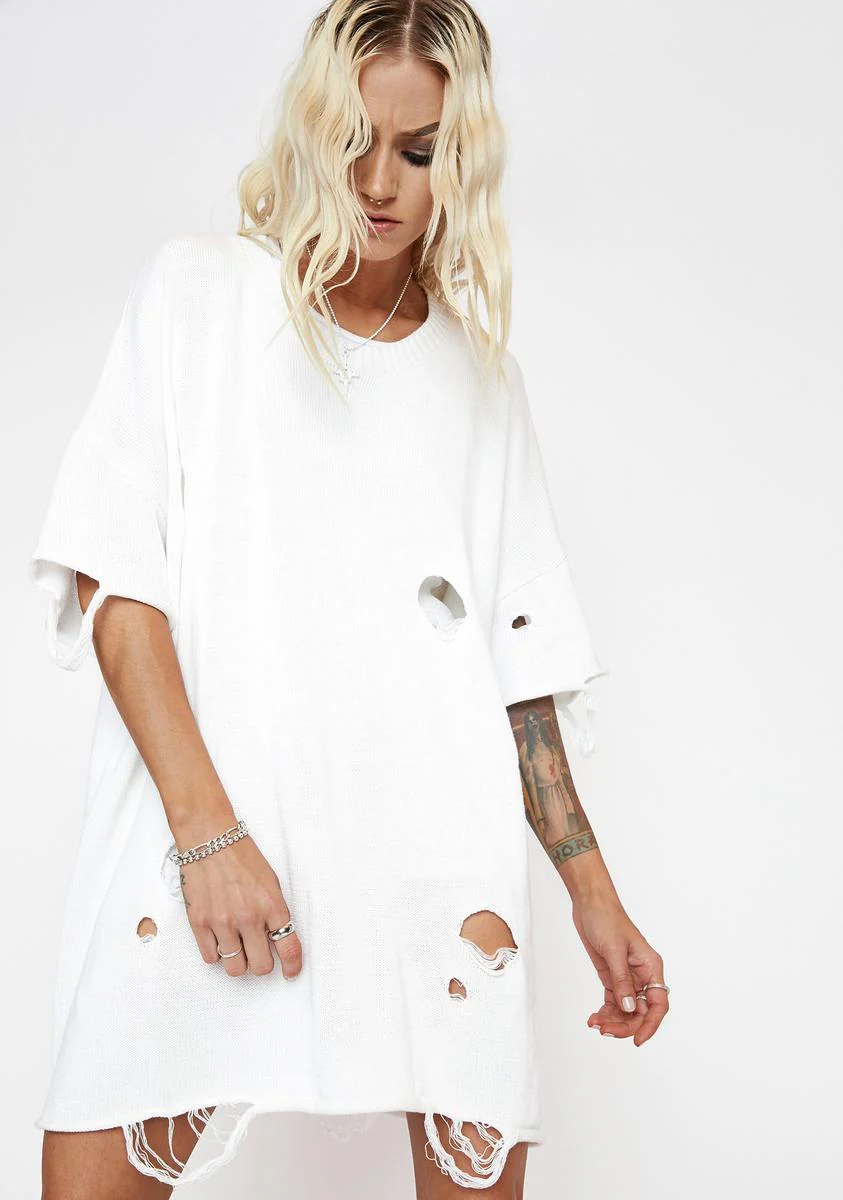 Filter Unisex Oversized Distressed Sweater - Off White - Image 3