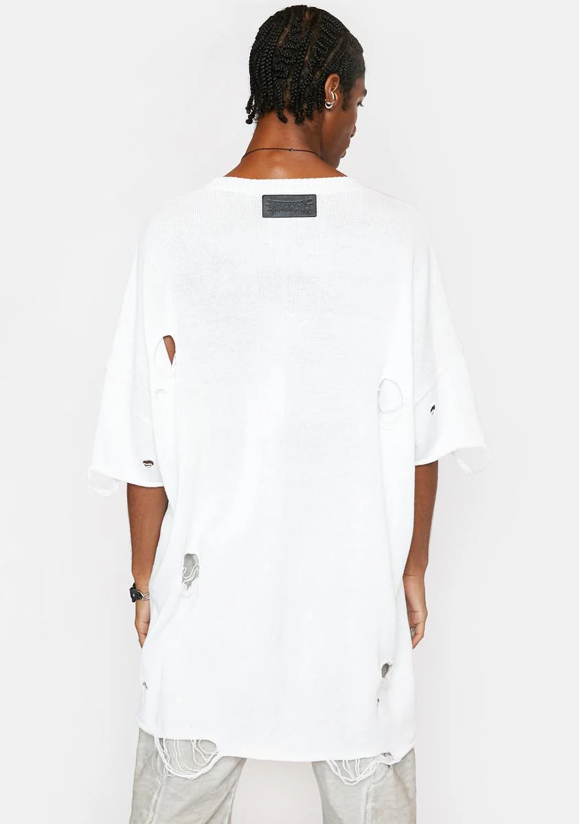 Filter Unisex Oversized Distressed Sweater - Off White - Image 4