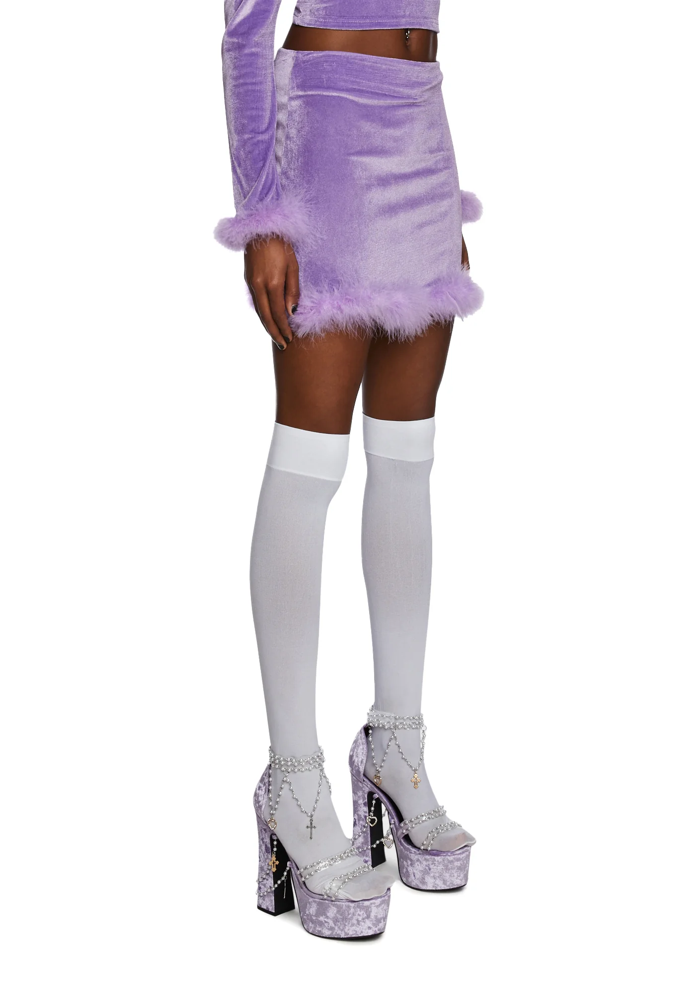 Filthy Femme Velvet Mini Skirt - Purple - Image 3