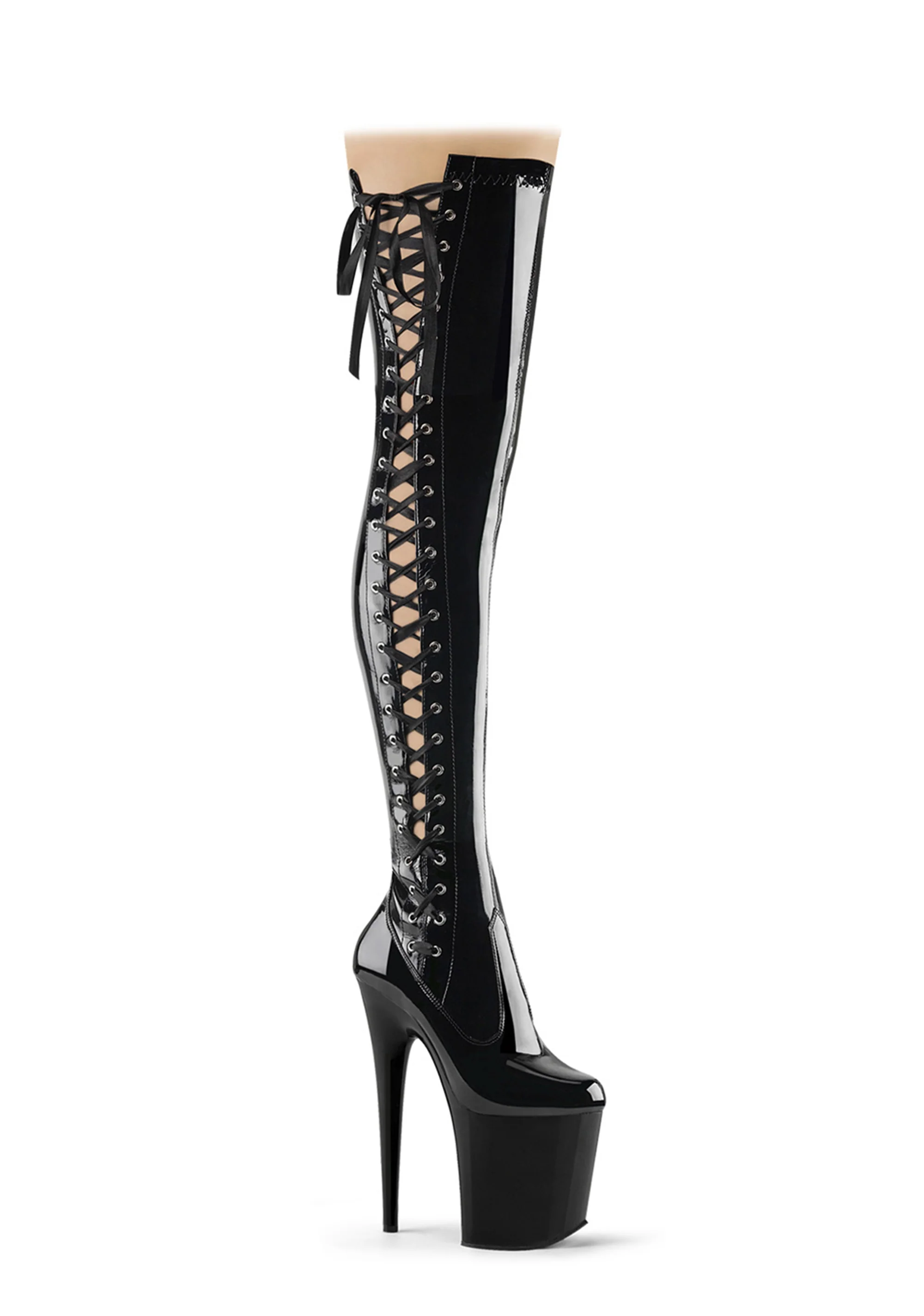 Flamingo-3050 Platform Thigh High Boots-Black - Image 5