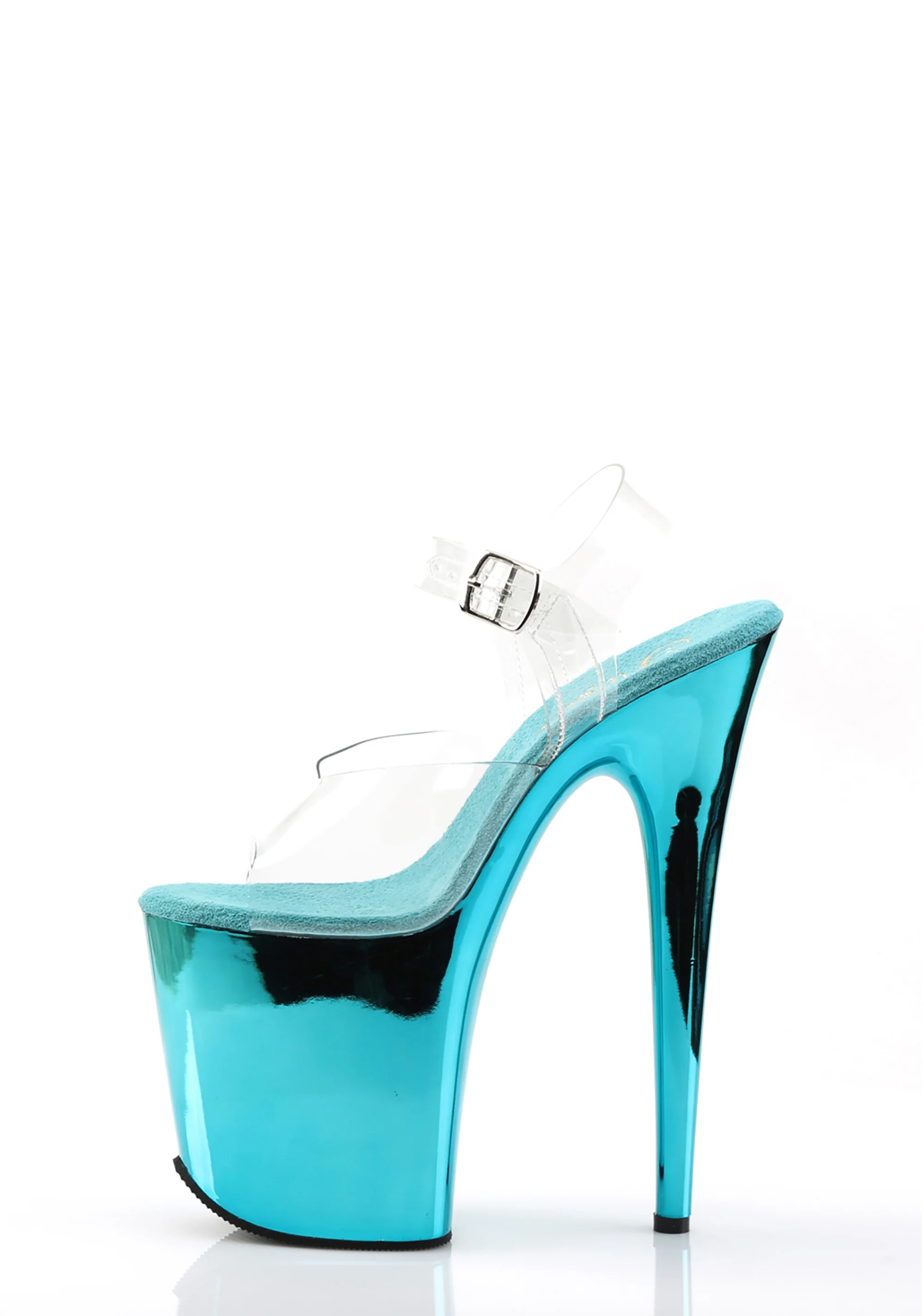 Flamingo-808 Platform Ankle Strap Sandals-Turquoise Chrome - Image 2